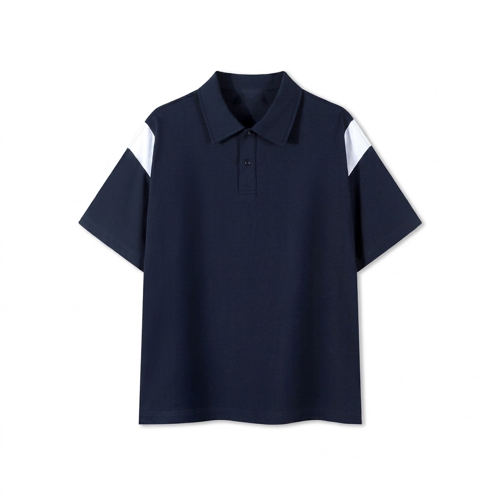 Contrast Panel Cotton Polo — hero product shot