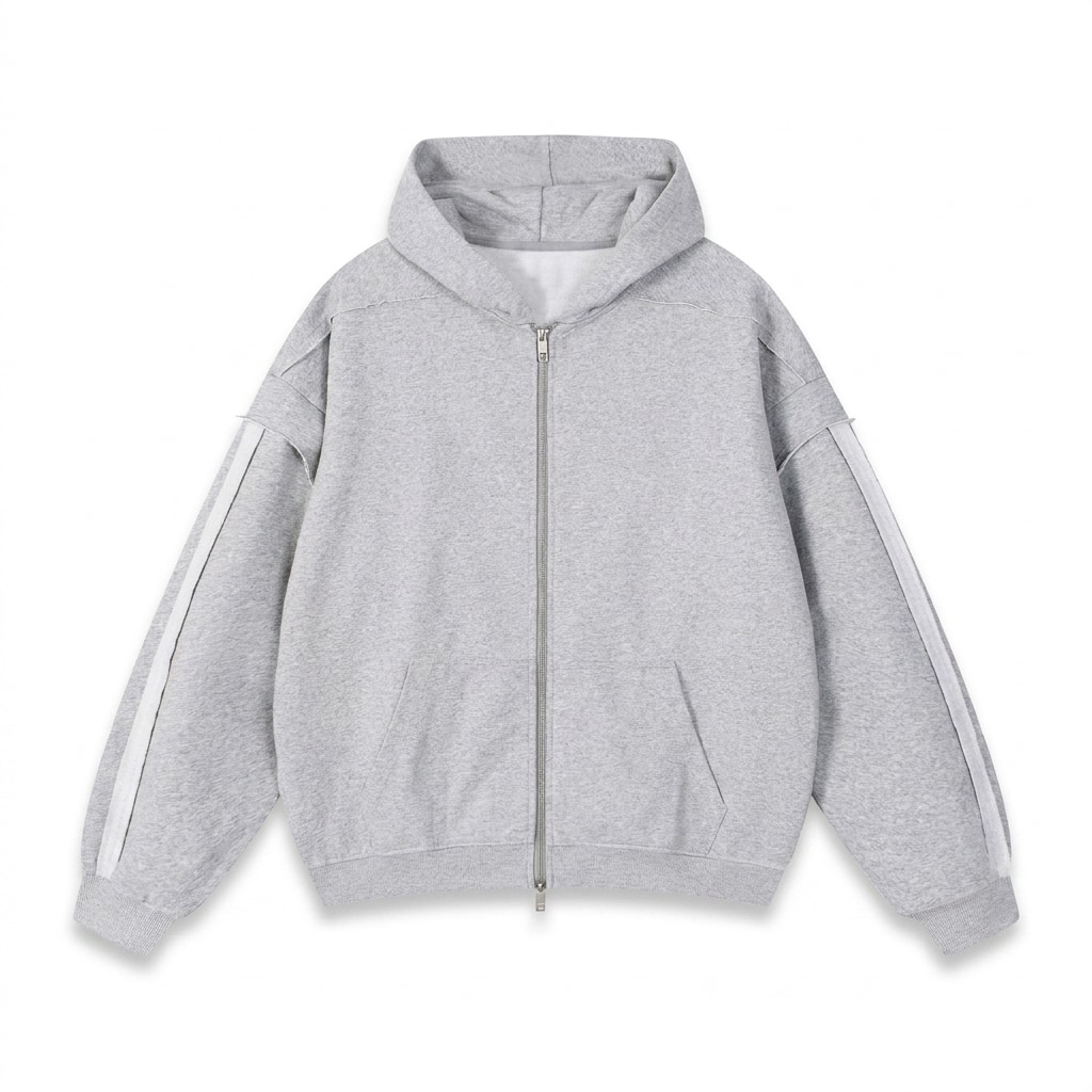 Contrast Tape Zip Hoodie — hero product shot