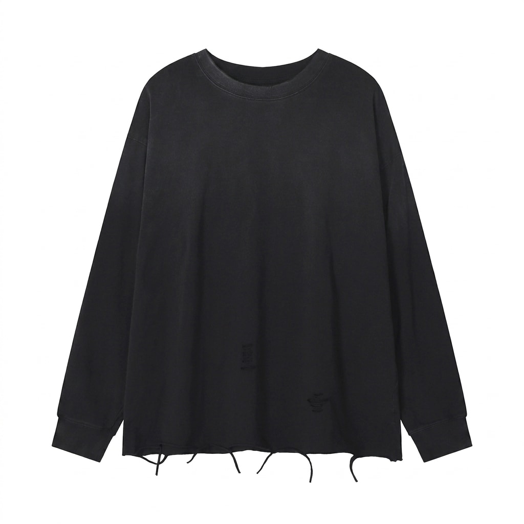 Snow Wash Raw Edge Cotton T-Shirt — hero product shot