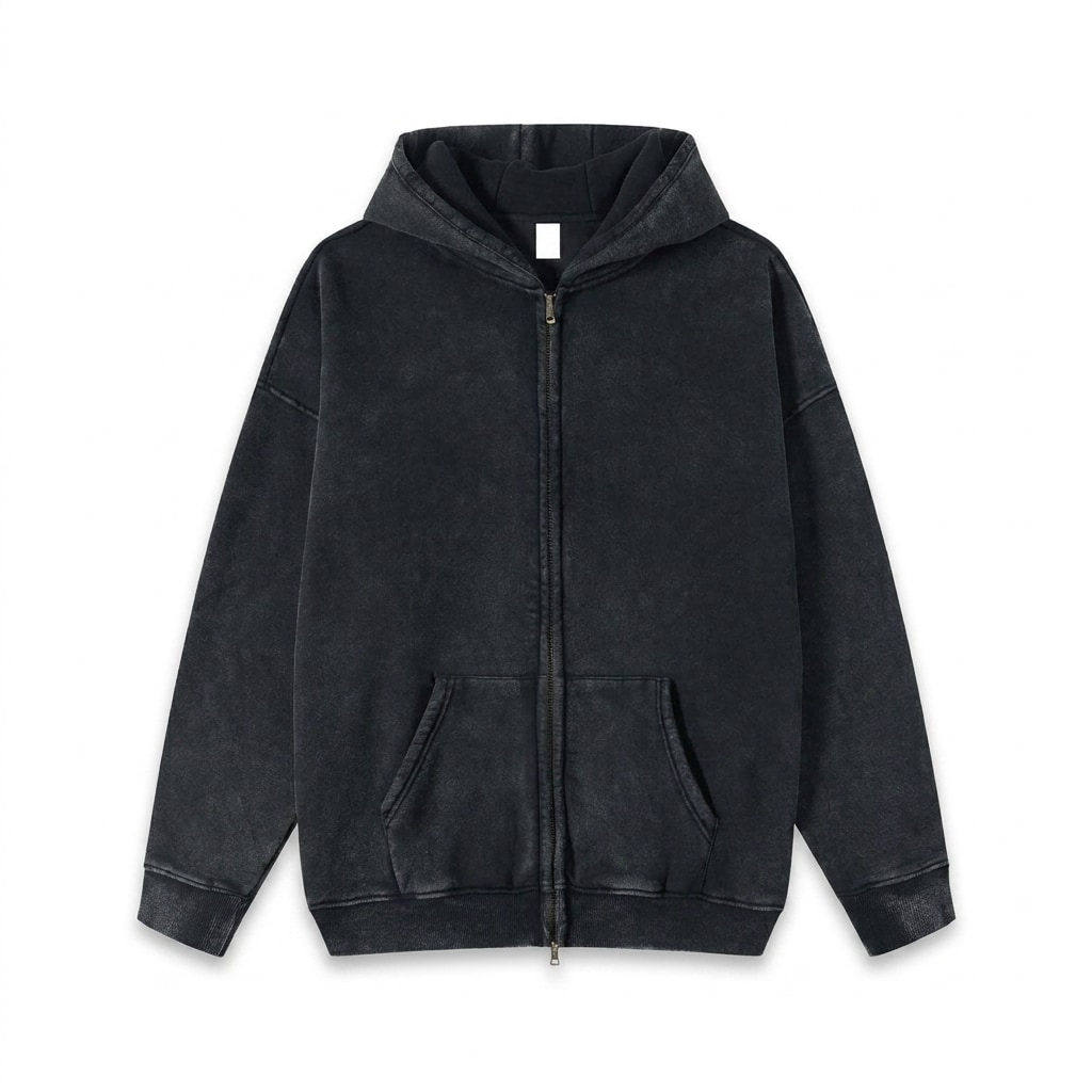 Snow Washed Zip-Through Hoodie — hero product shot