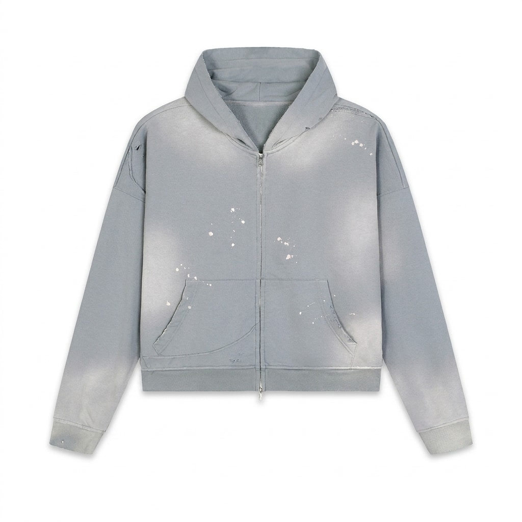 Sun Fade Frayed Zip Hoodie — hero product shot