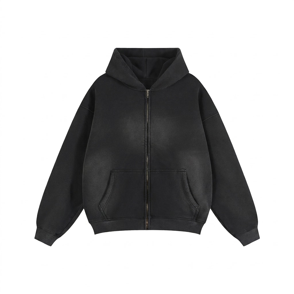 Sunfade Zipper Boxy Hoodie — hero product shot