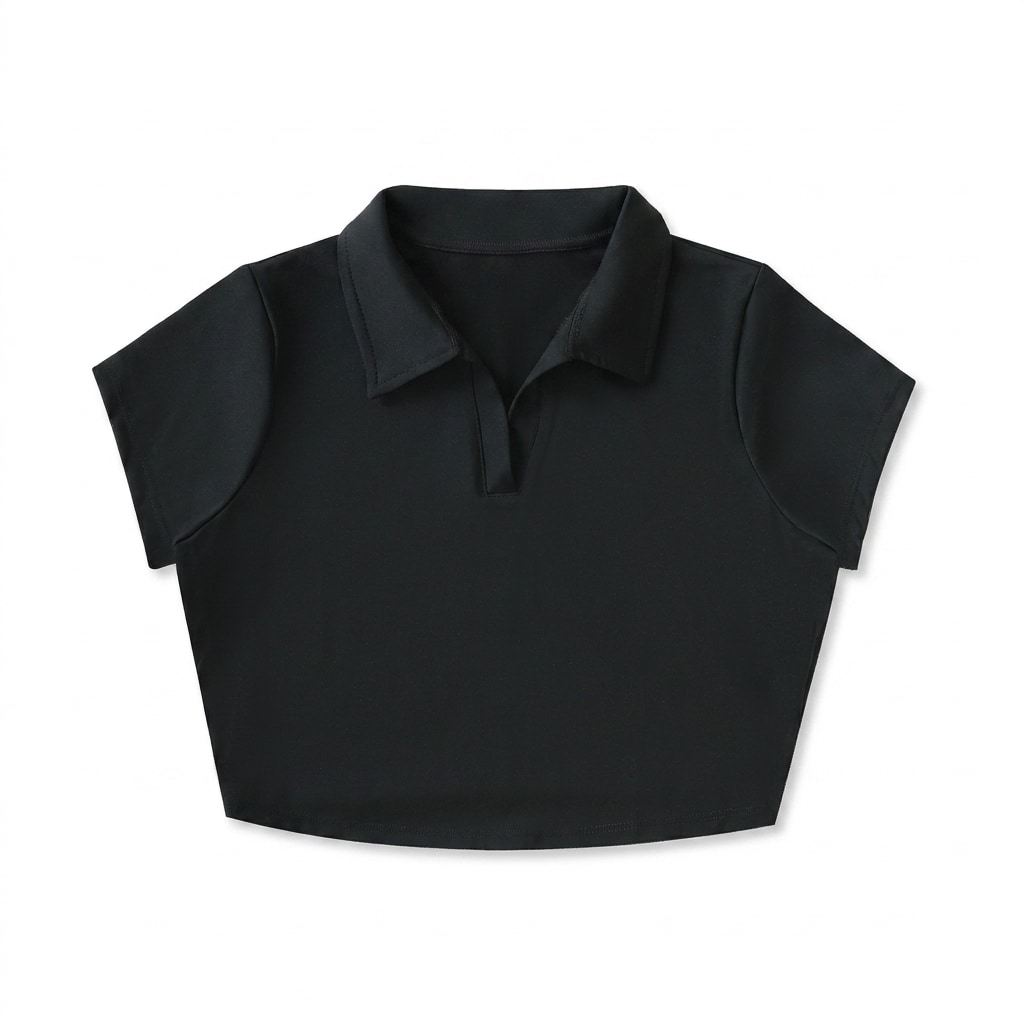 V-Neck Lapel Crop Top — hero product shot