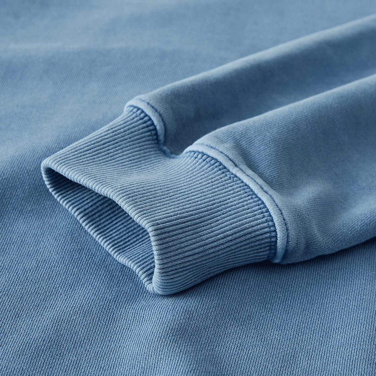 Ribbed cuff detail on premium garment