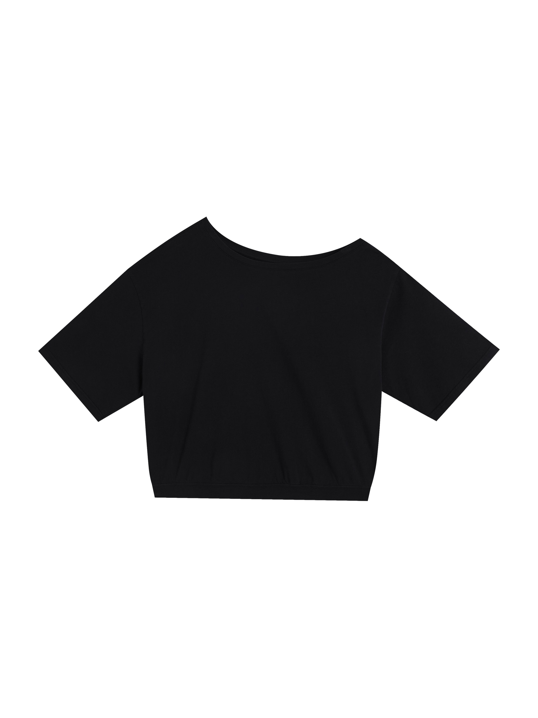 Asymmetric Shoulder Oversized T-Shirt — Black