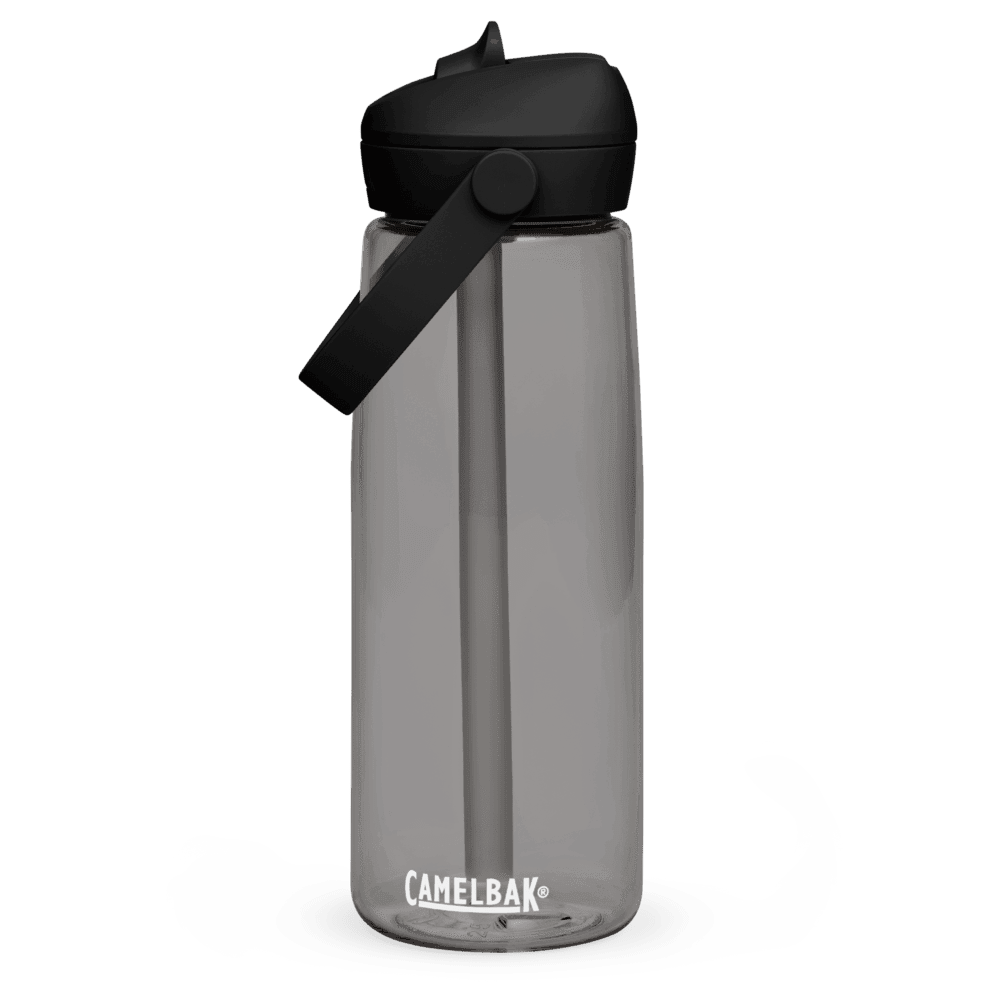 Flip Straw Water Bottle — Charcoal · Flat lay · front