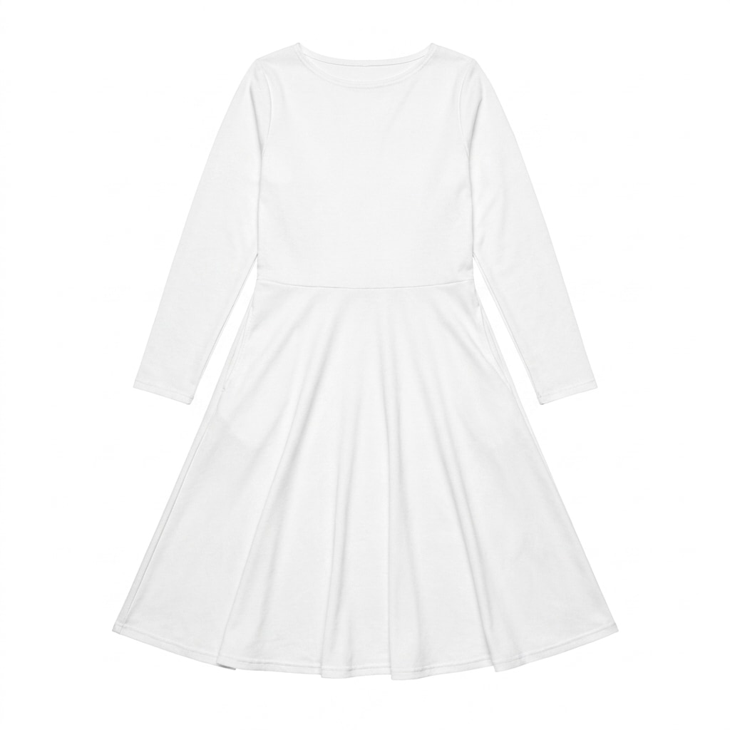 All-Over Print Long Sleeve Midi Dress — hero product shot