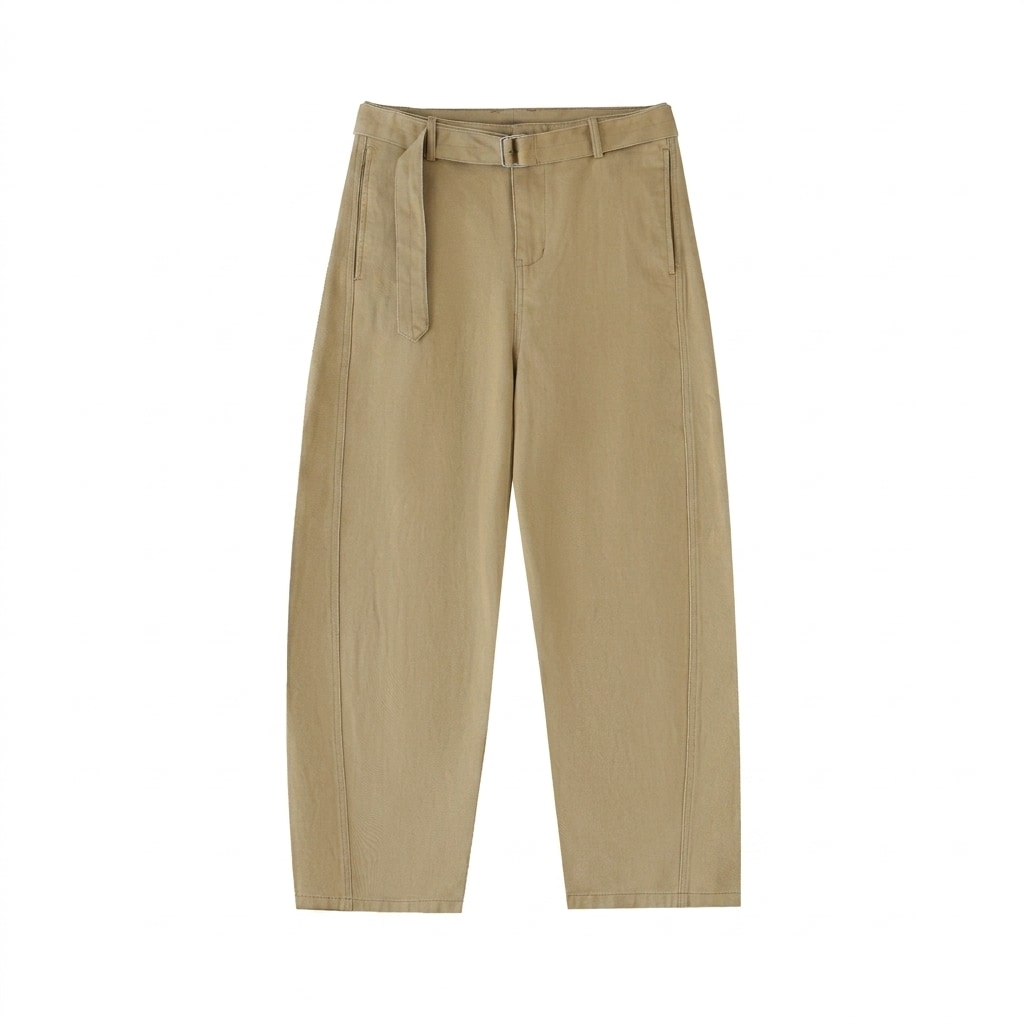 Belted Barrel-Leg Chino Pants — hero product shot