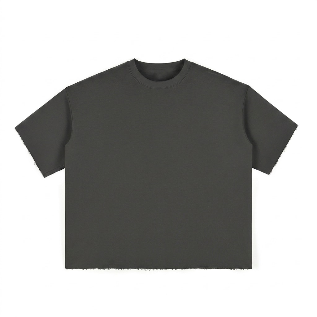 Boxy Half-Sleeve Raw-Edge T-Shirt — hero product shot