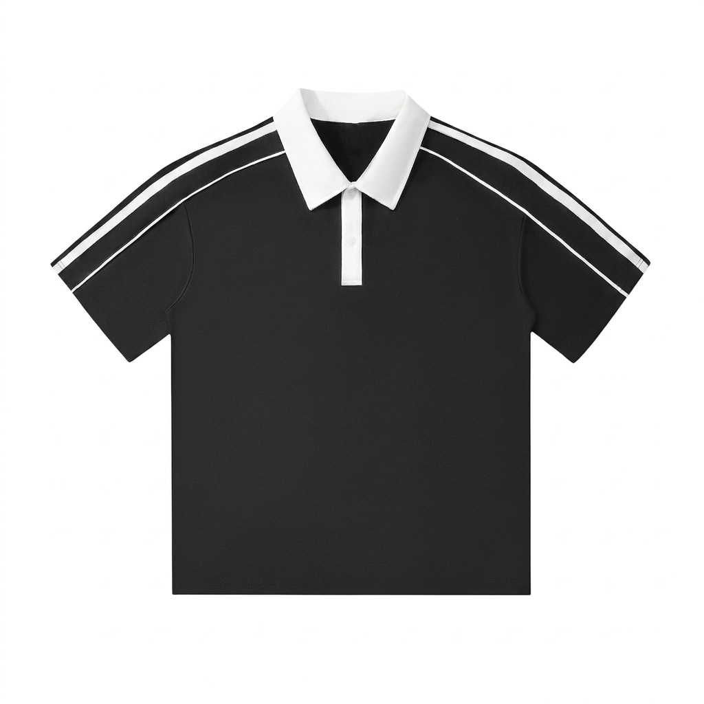 Contrast Collar Short-Sleeve Polo Shirt — hero product shot