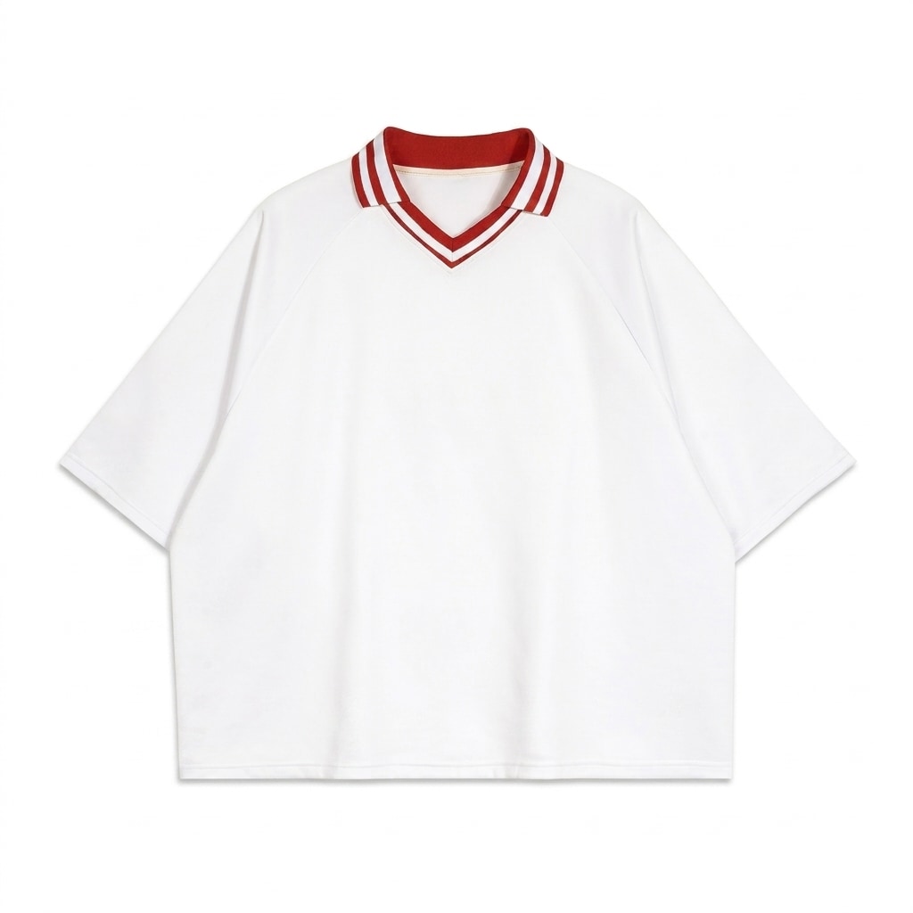 Contrast Lapel Collar Boxy T-Shirt — hero product shot
