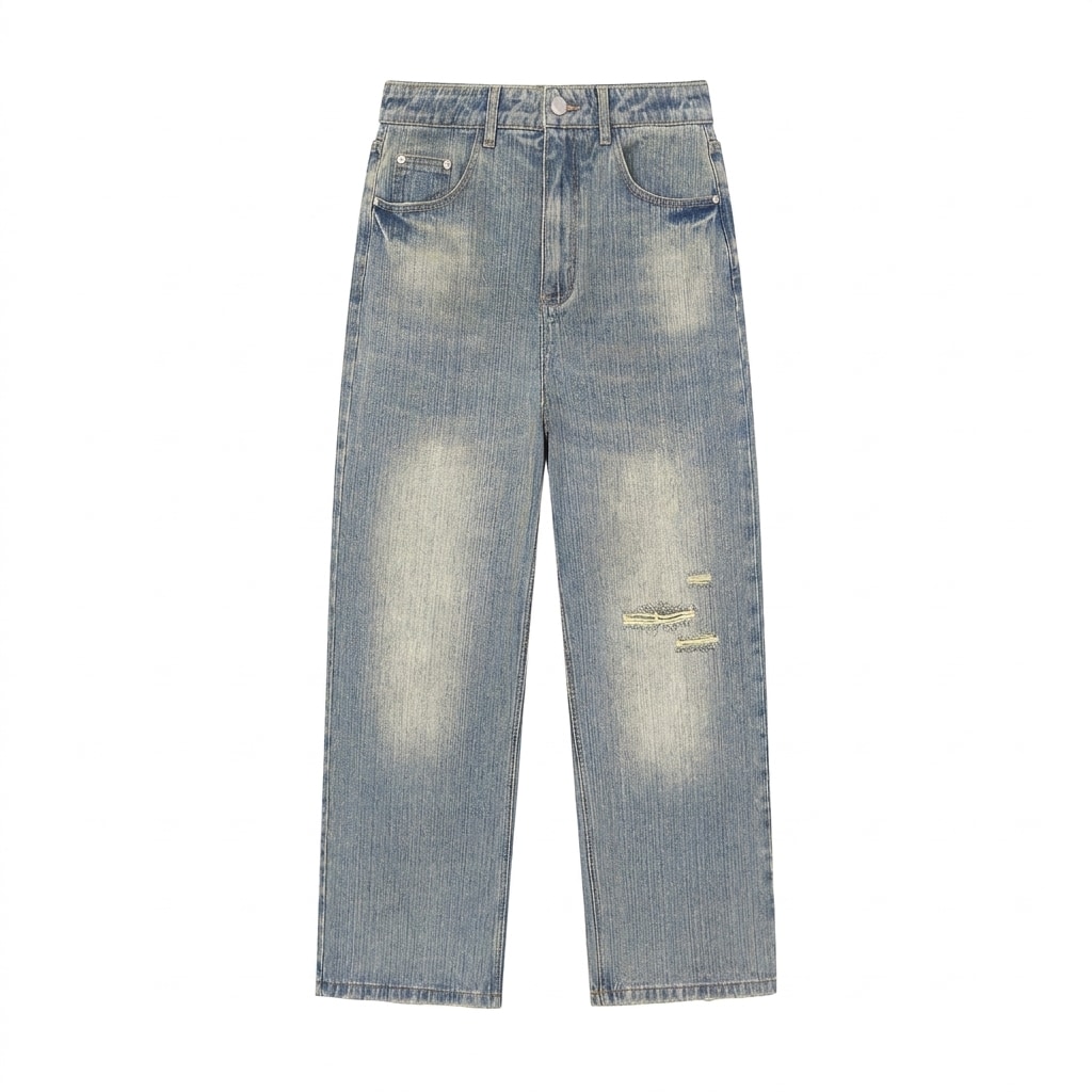 Distressed Vintage Wash Denim Jeans — hero product shot