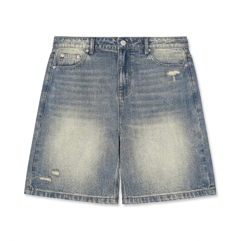 Faded Distressed Denim Shorts — hero product shot