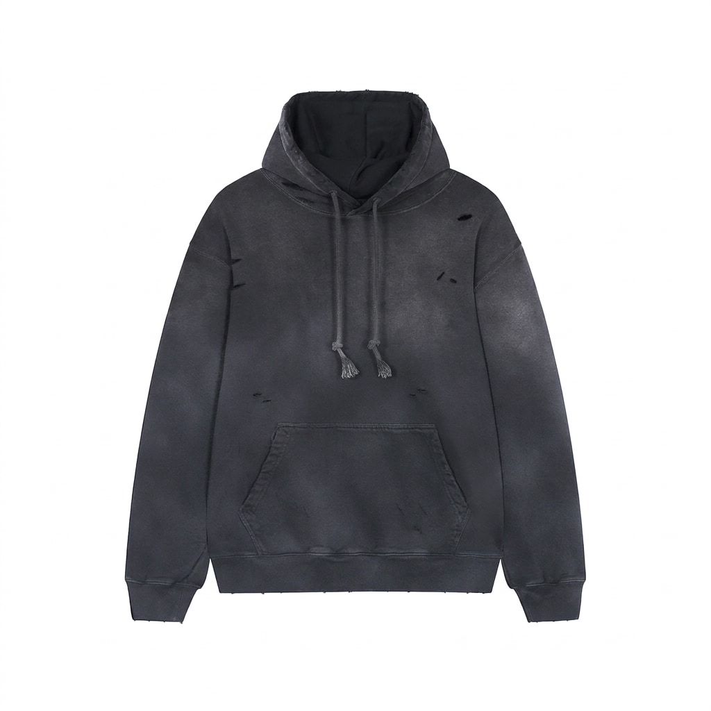 Heavyweight Distressed Pullover Hoodie — hero product shot