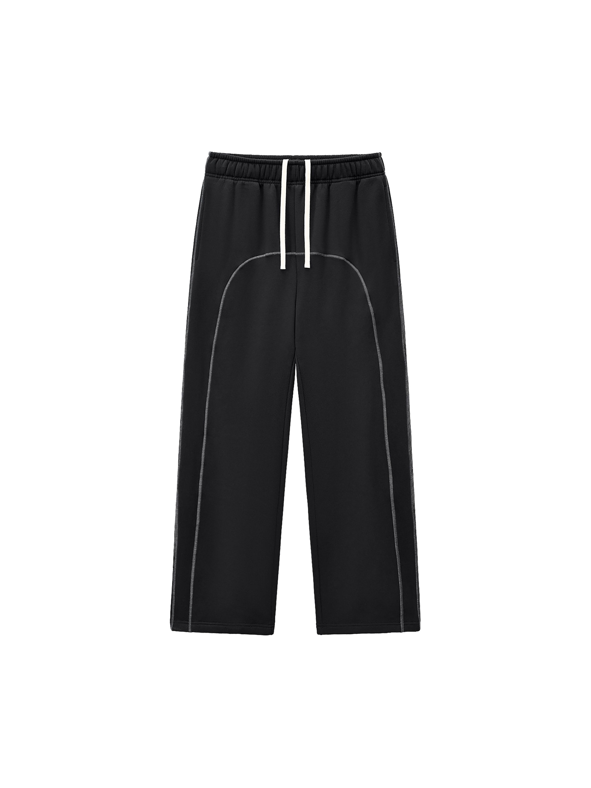 Contrast-Stitch Fleece Sweatpants — Black