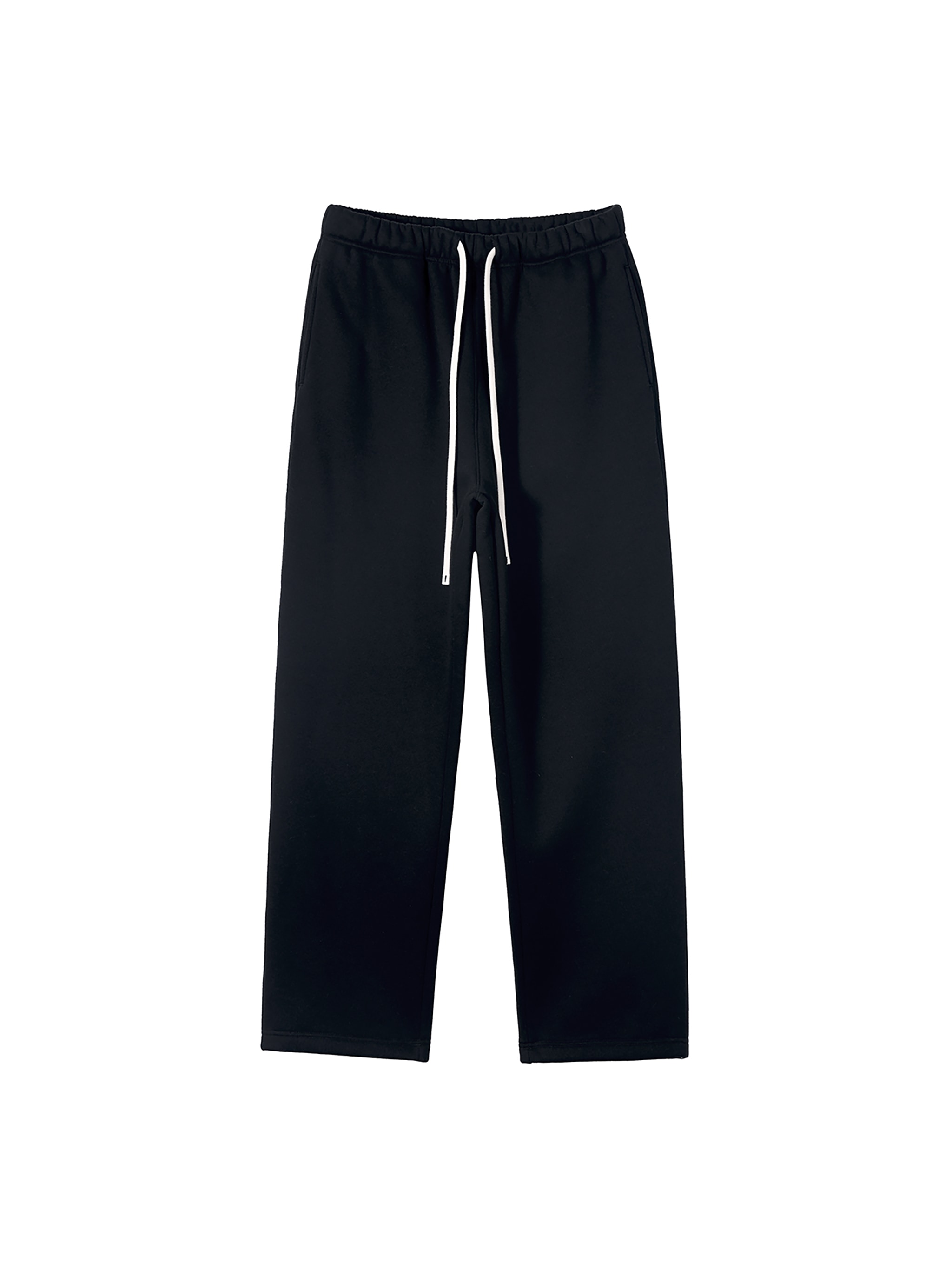 Unisex Fleece Straight Leg Pants — Black