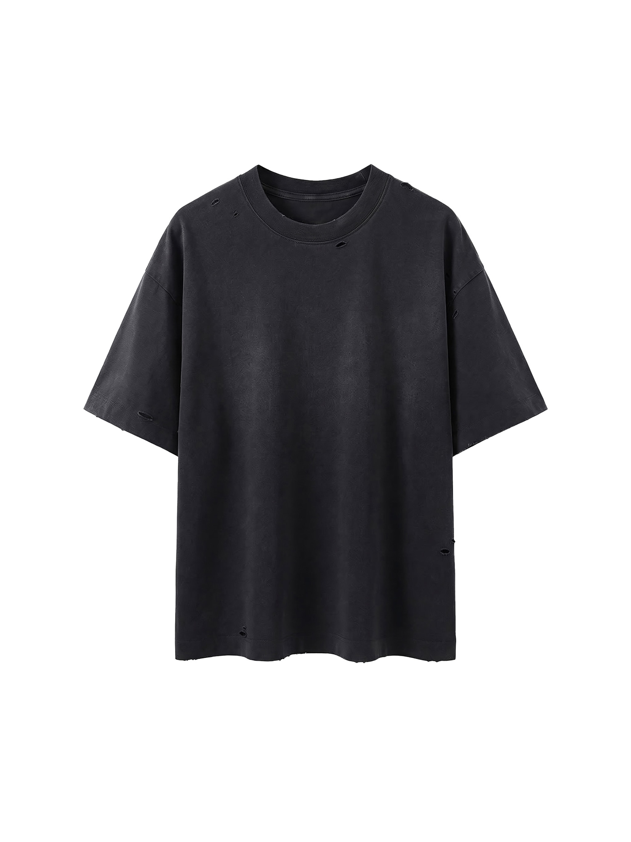 Vintage Washed Distressed Boxy Oversized T-Shirt — Black