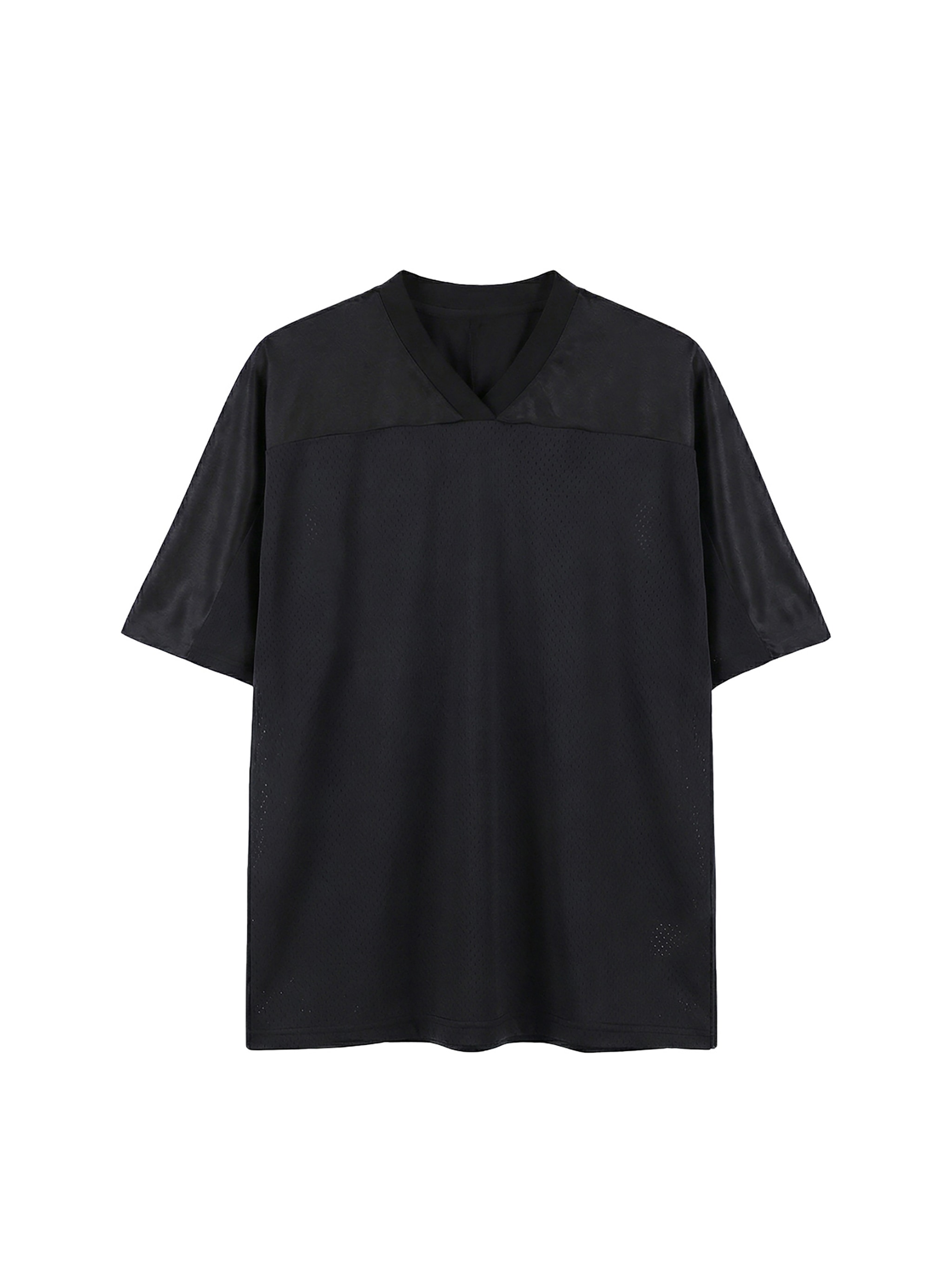 Oversized Mesh V-Neck Soccer Jersey — Black