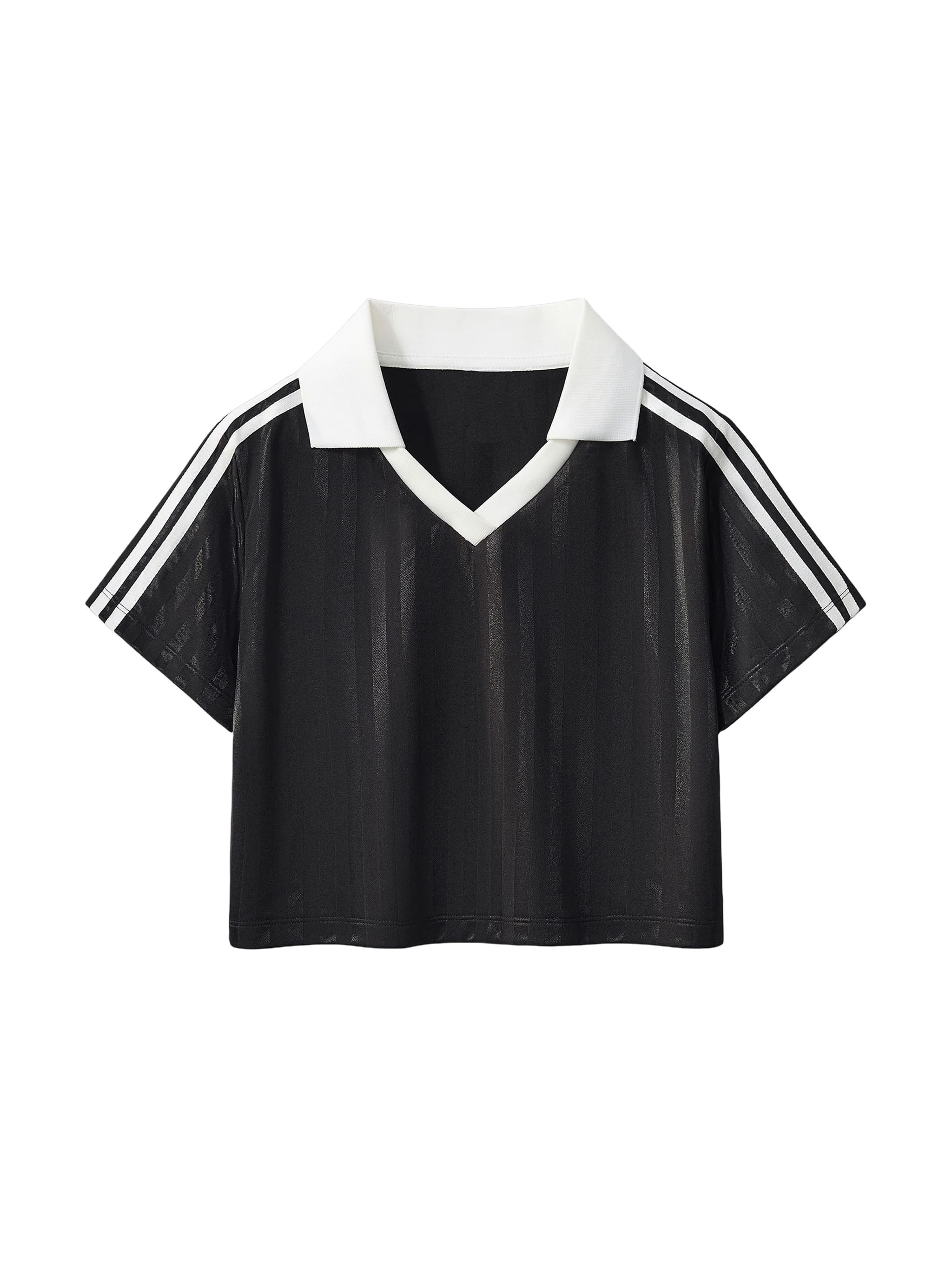 Custom Striped Contrast Collar Cropped Jersey — Activewear