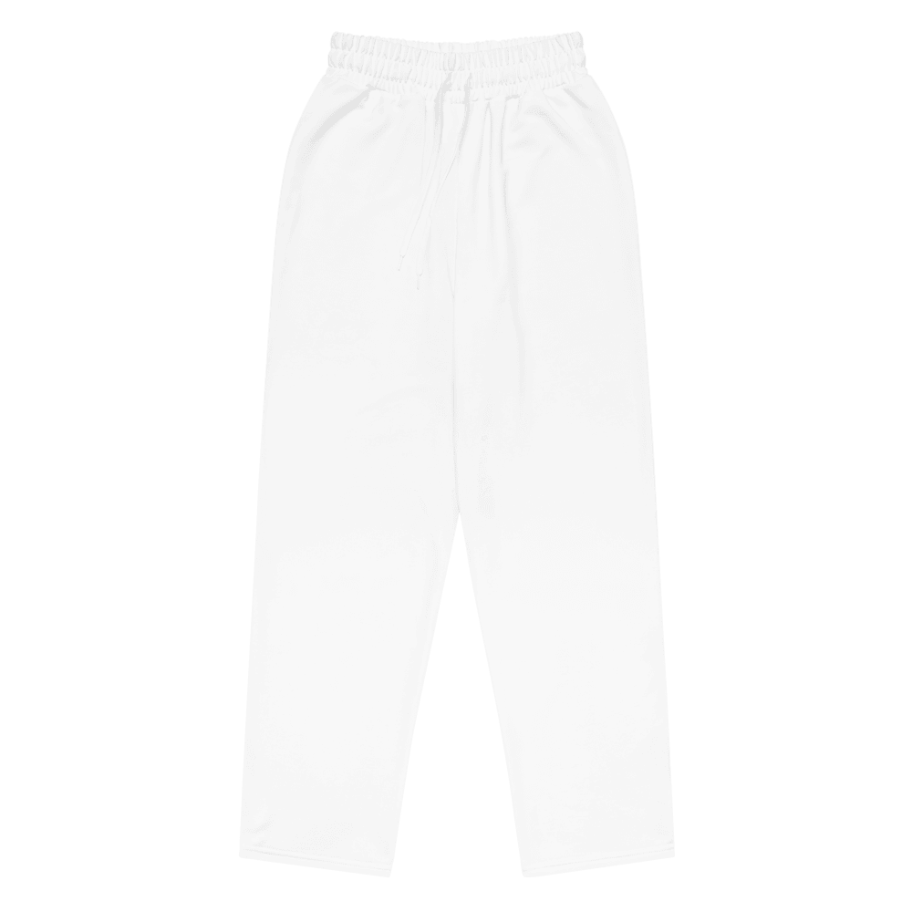 Unisex Wide-Leg All-Over Print Joggers — Flat lay · front