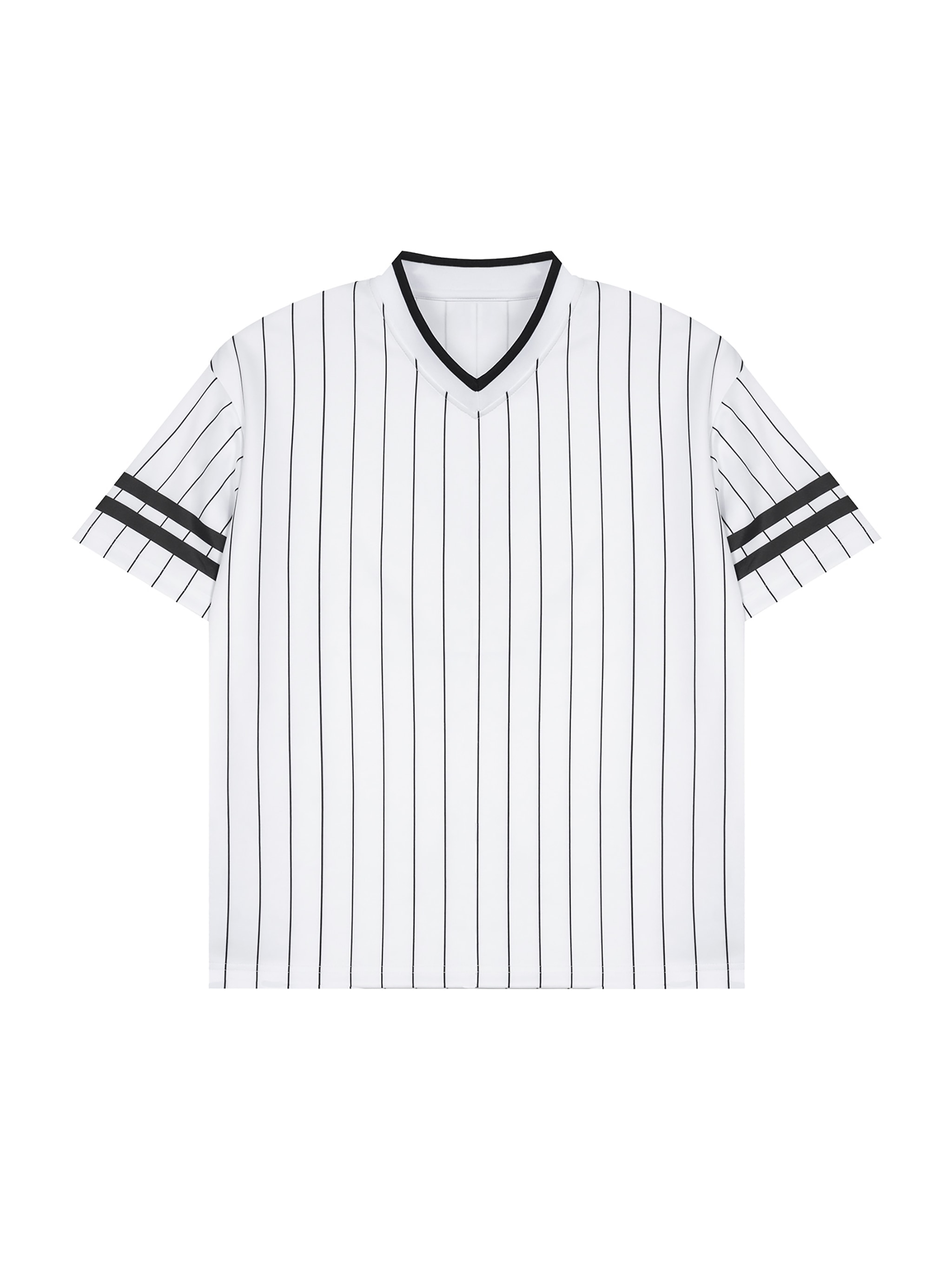 Unisex Striped V-Neck T-Shirt — White