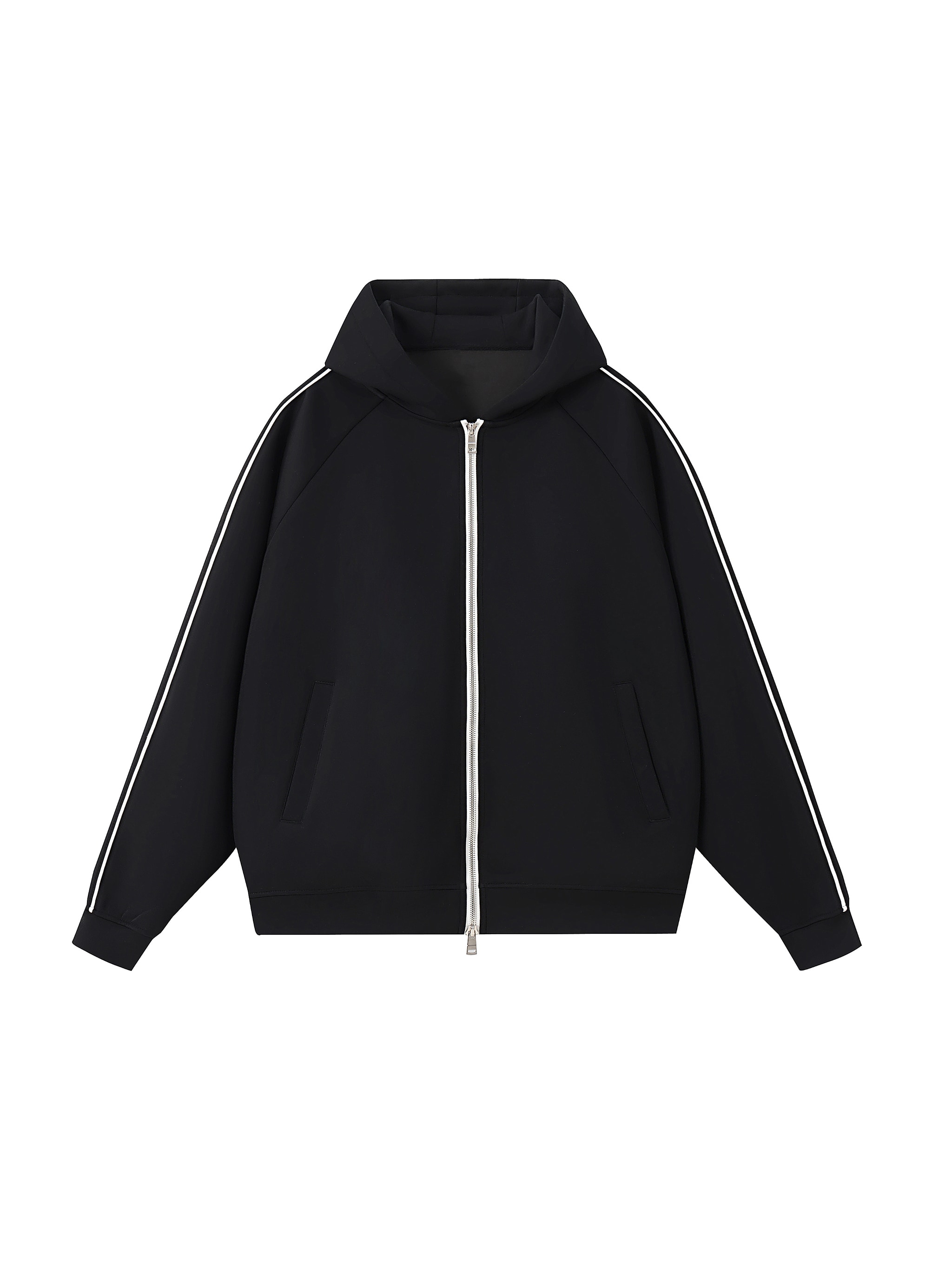 Heavyweight Raglan Zip Hoodie — Black