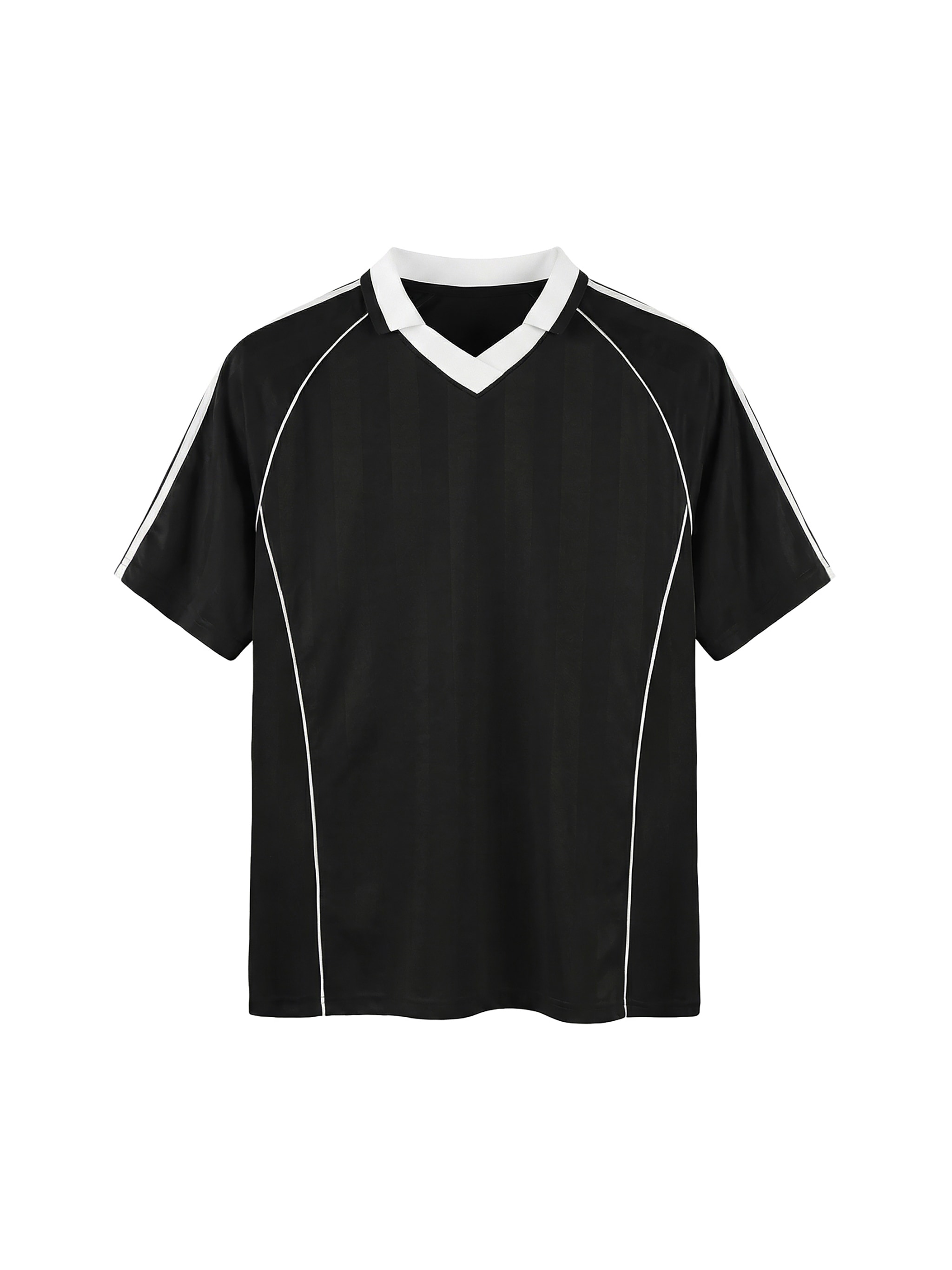 Collared Soccer Jersey — Black with White