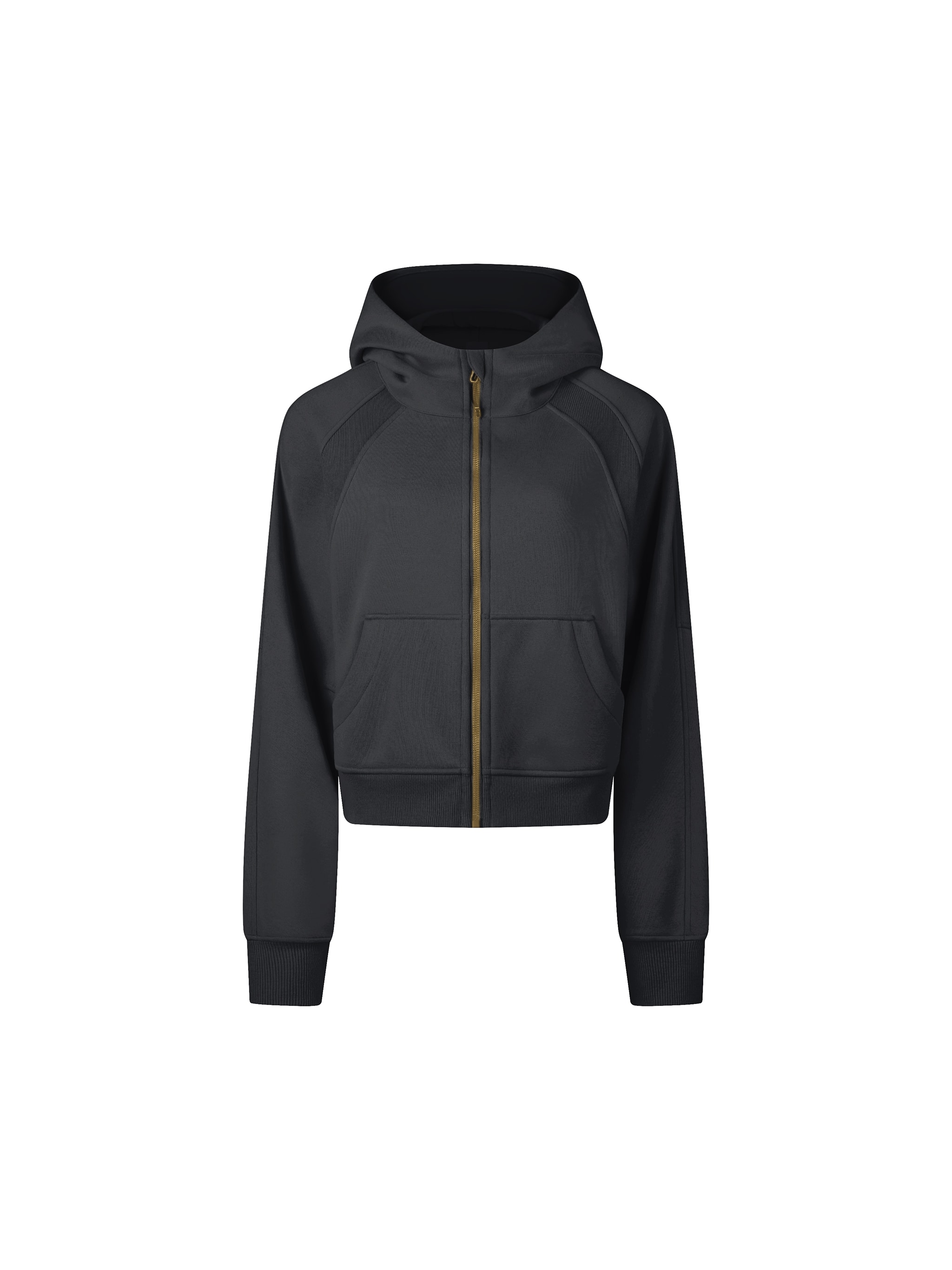 Cropped Zip-Up Hoodie — Black