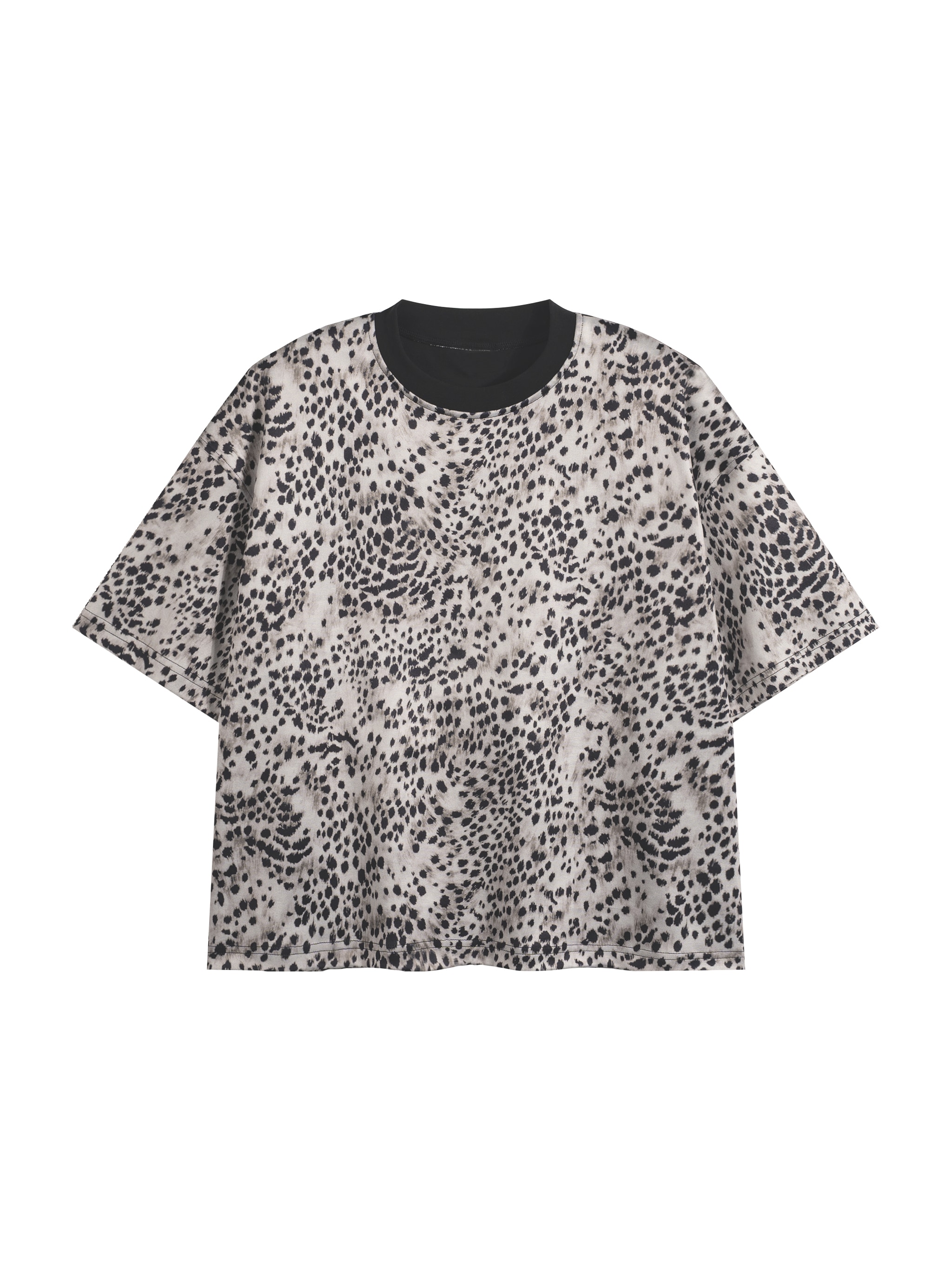 Unisex Leopard Print Boxy T-Shirt — Leopard Black