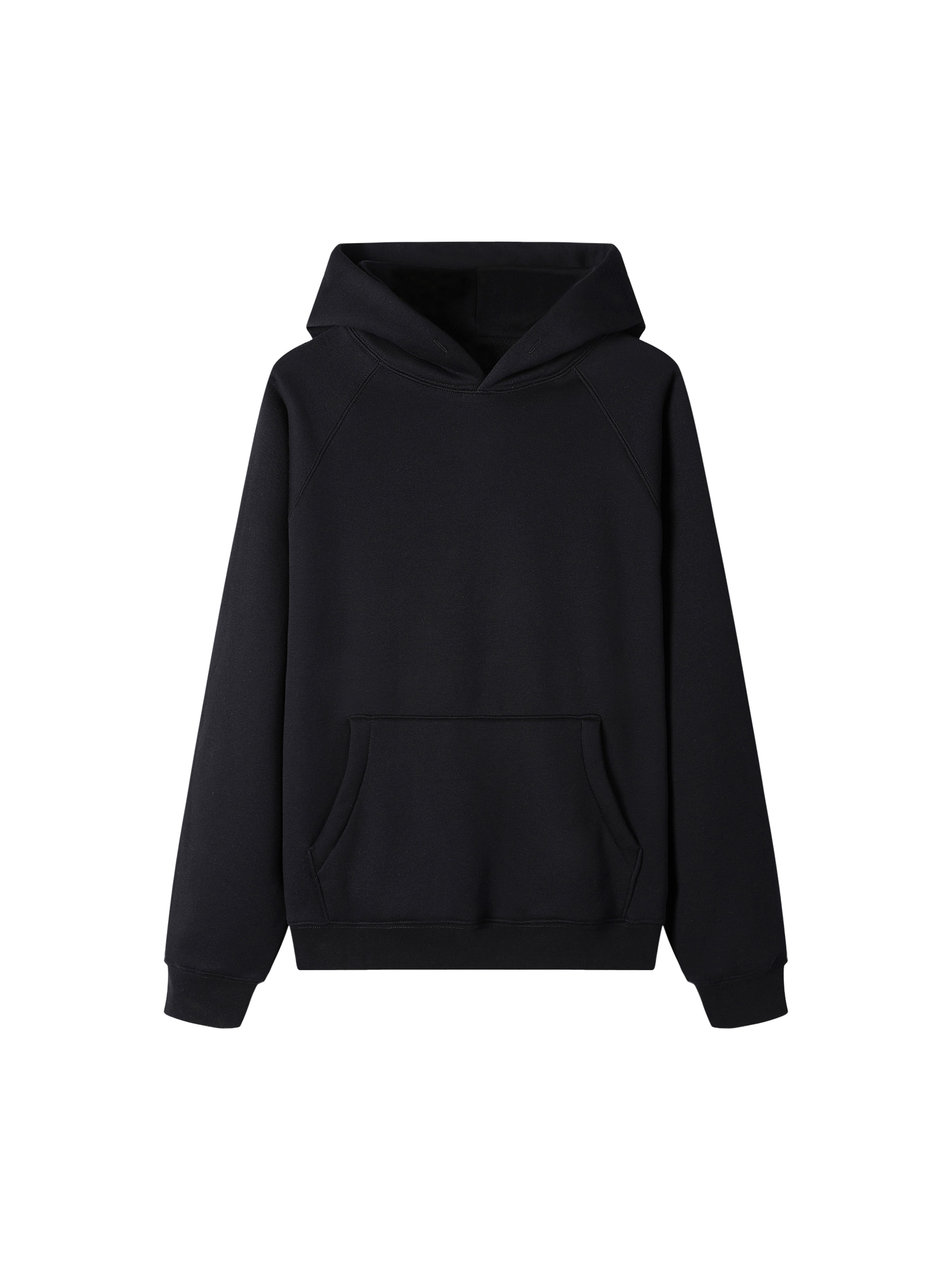 Raglan Sleeve Fleece Hoodie — Black