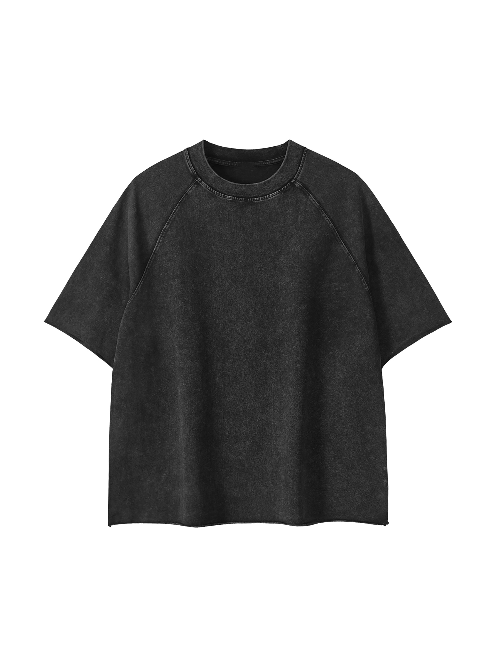 Unisex Mineral Wash Raw Edge T-Shirt — Black