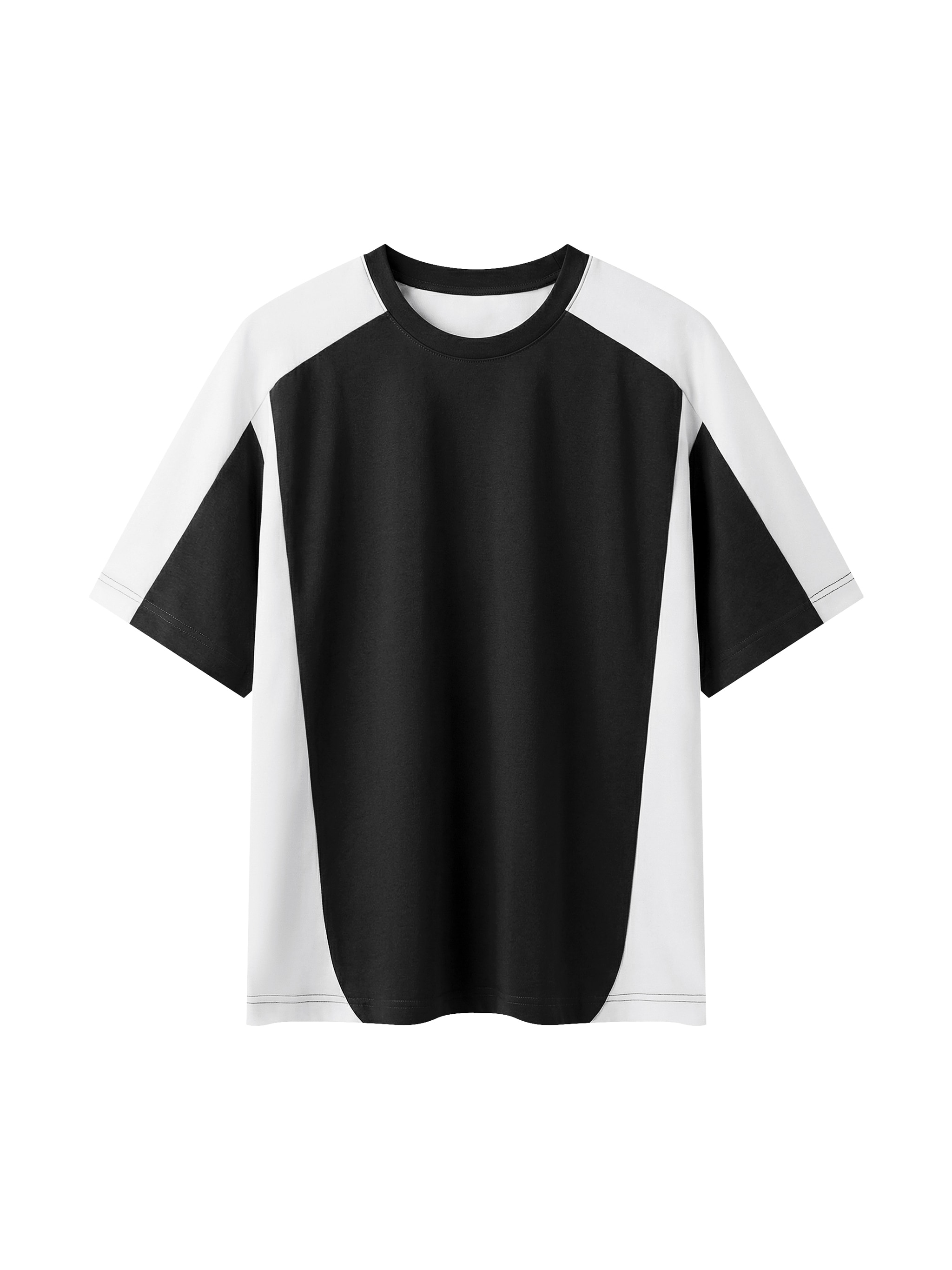 Unisex Color Block T-Shirt — Black with White