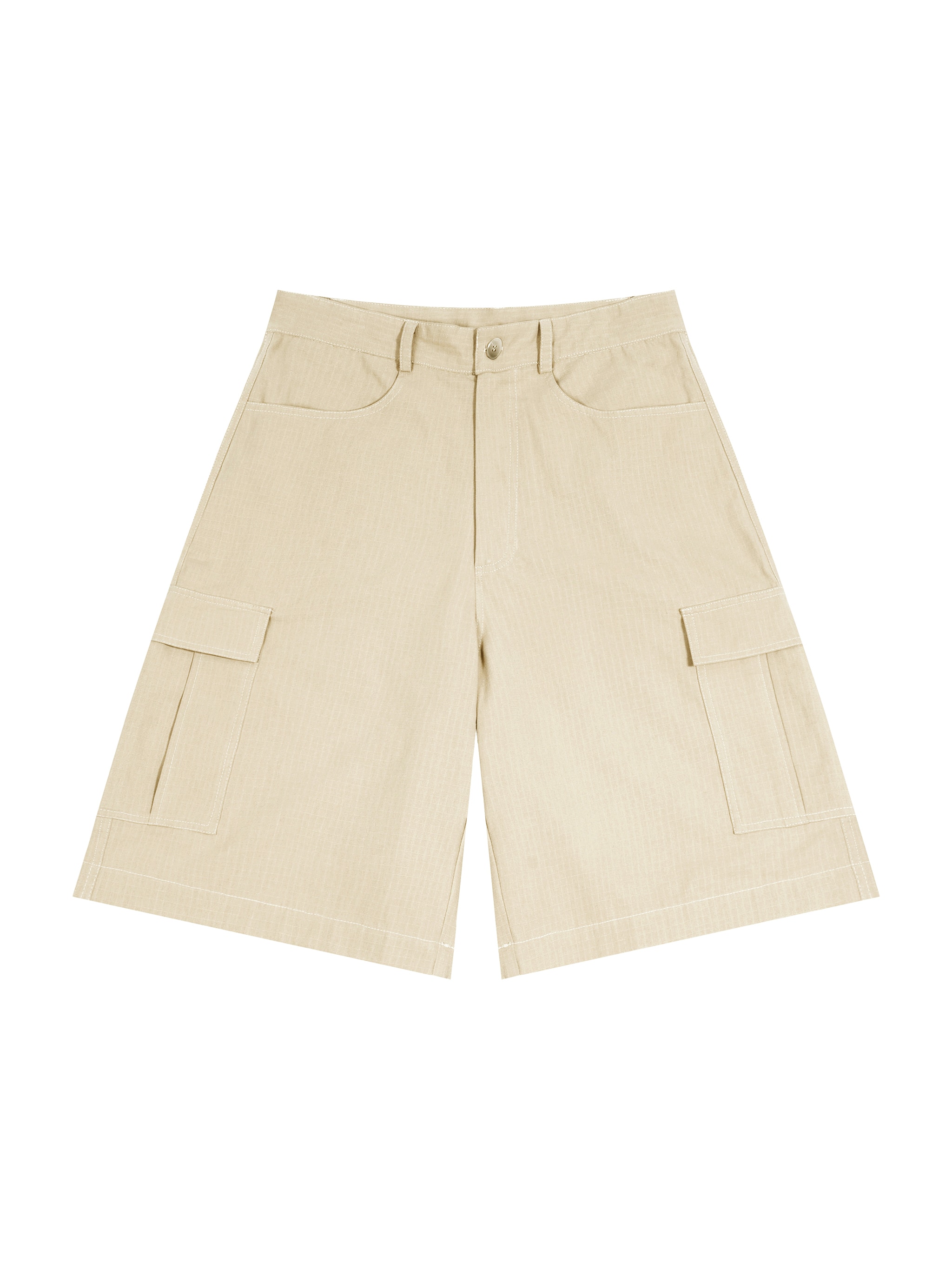 Unisex Woven Cargo Shorts — Apricot