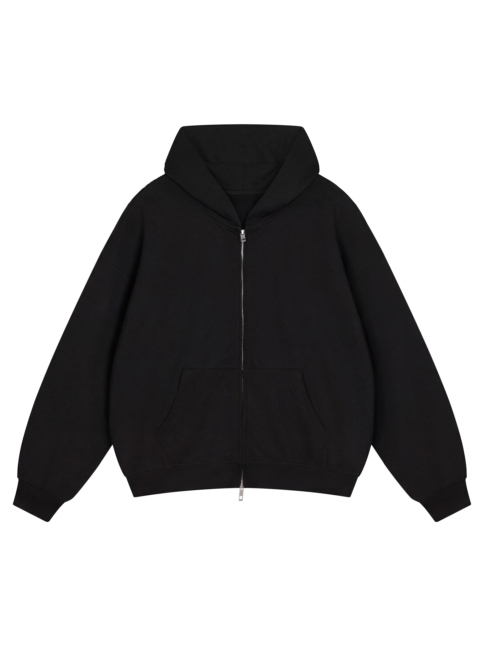 Unisex Loose Fit Full-Zip Hoodie — Black
