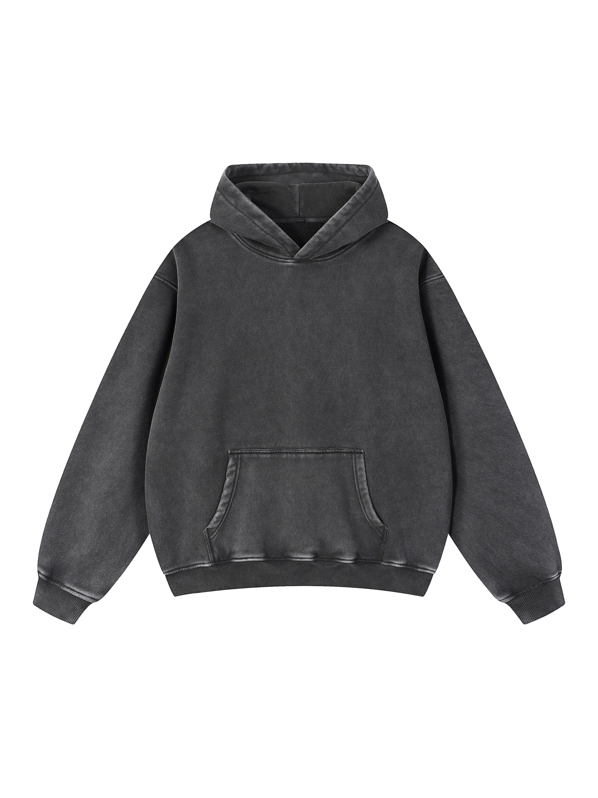 Snow Wash Oversized Hoodie — Black