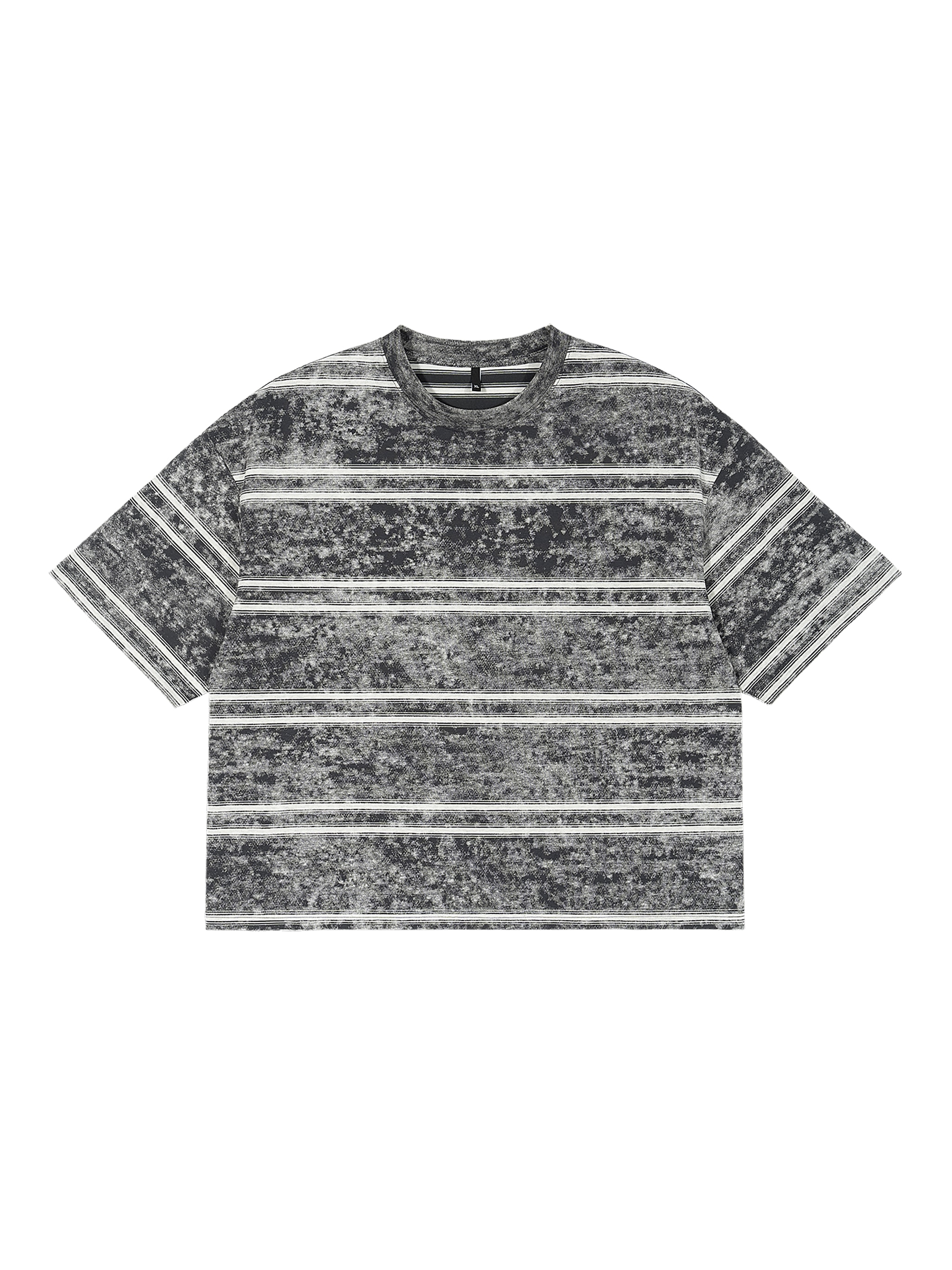 Snow Washed Striped Boxy T-Shirt — Gray