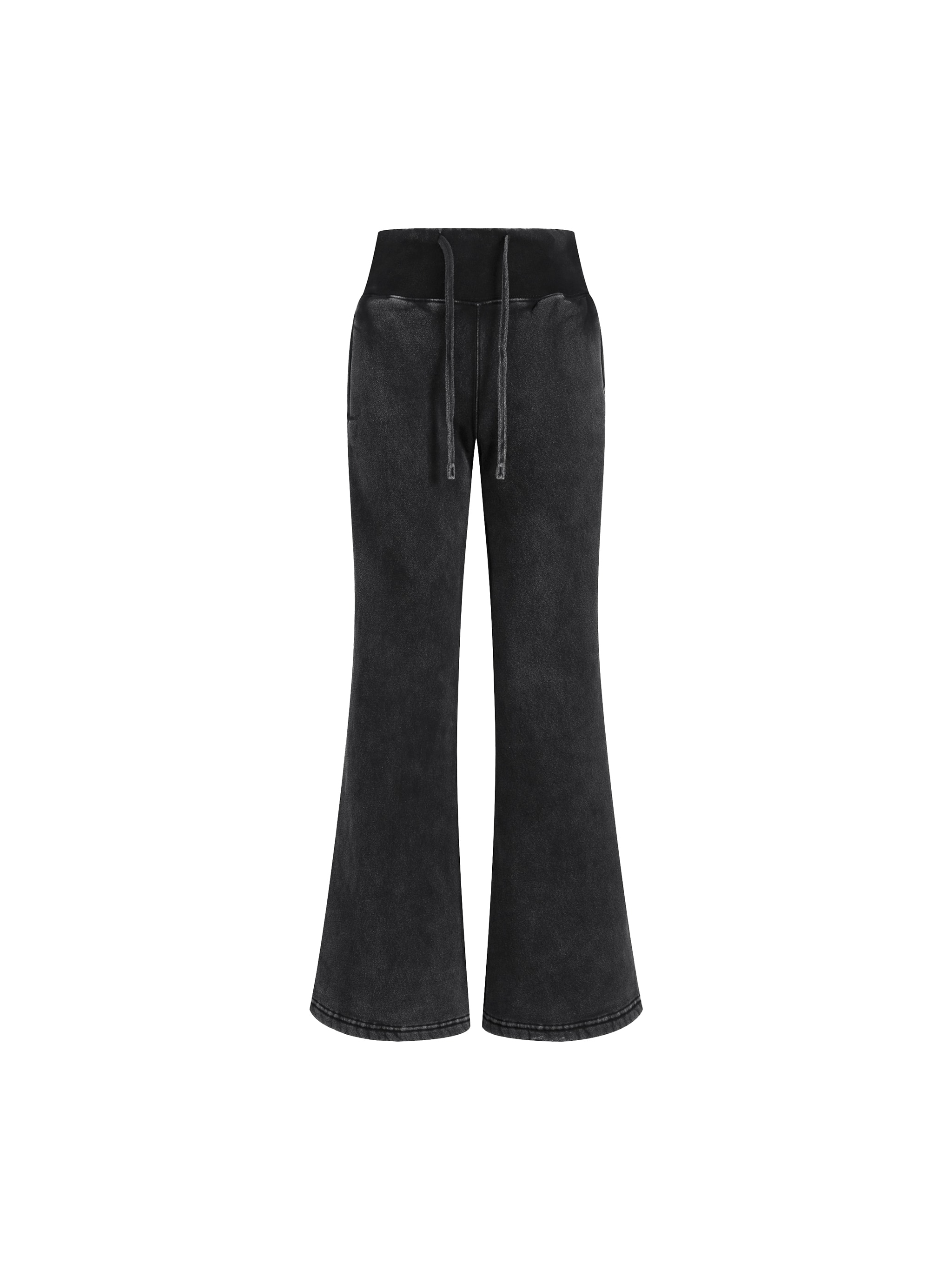 Vintage Washed Flared Fleece Pants — Washed Black