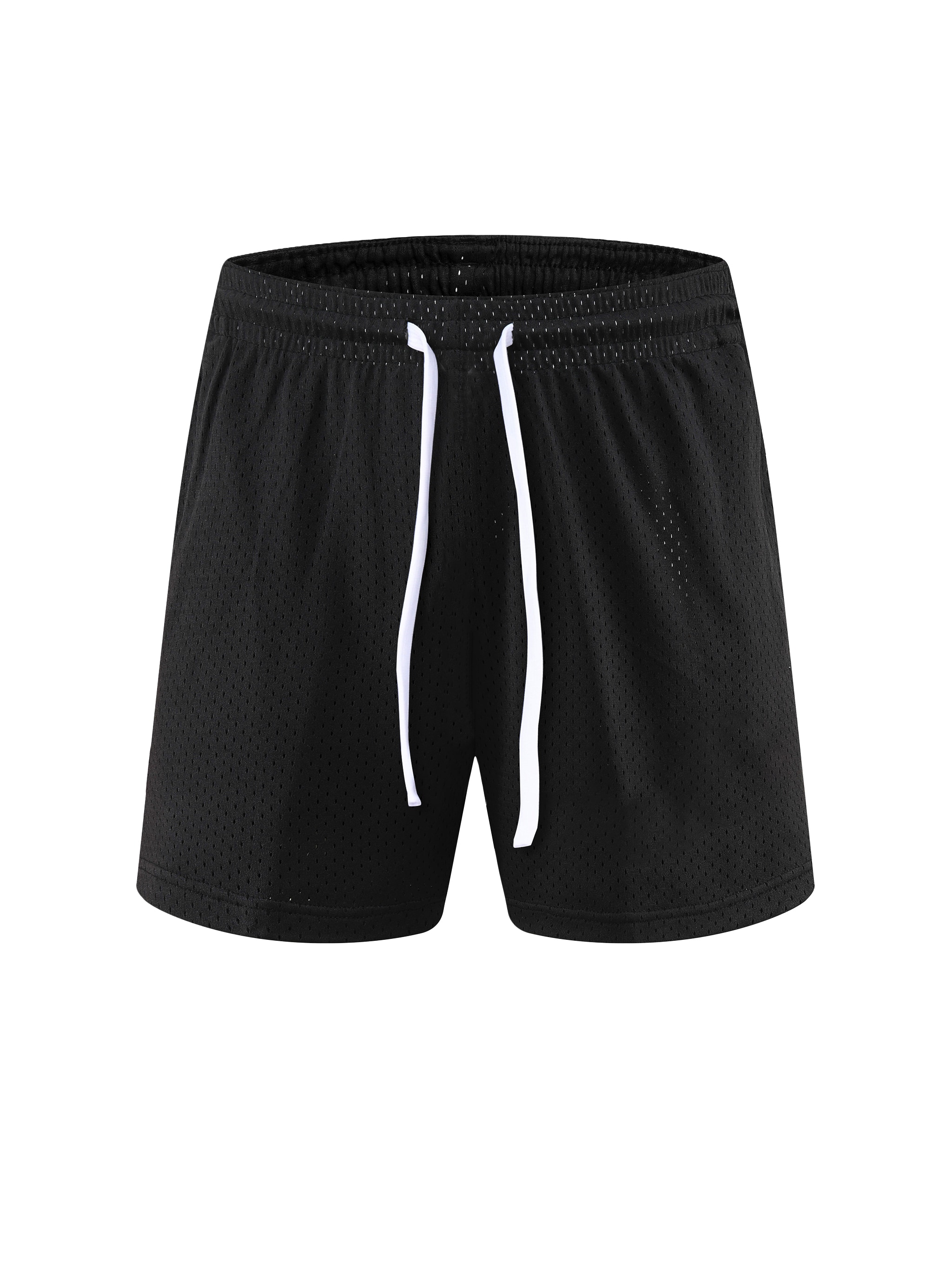 Mesh Drawstring Shorts — Black