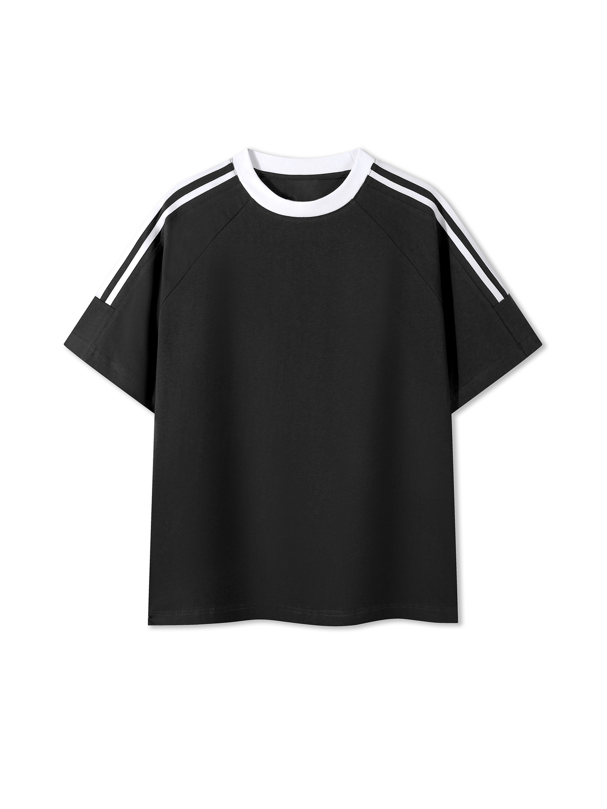 Contrast Tape Crewneck T-Shirt — Black
