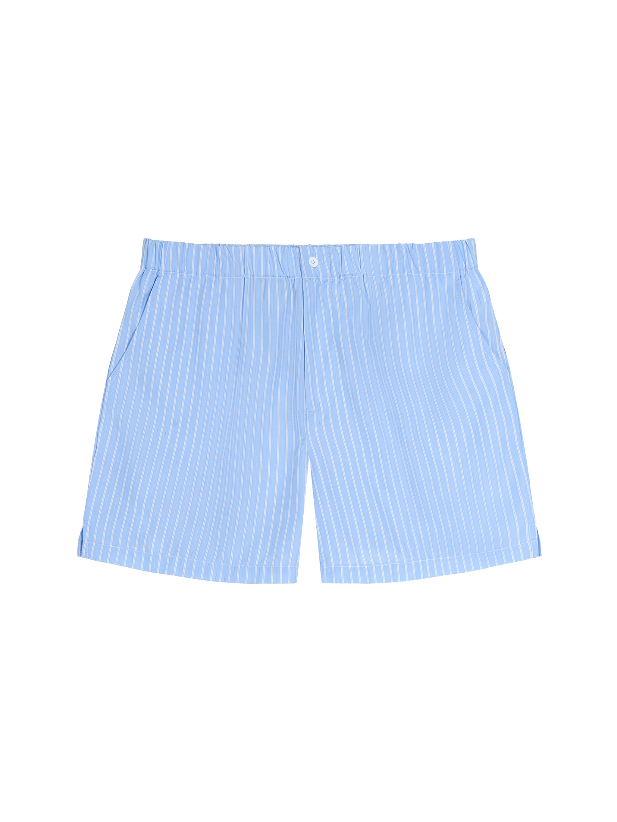 Striped Elastic Waist Shorts — Blue