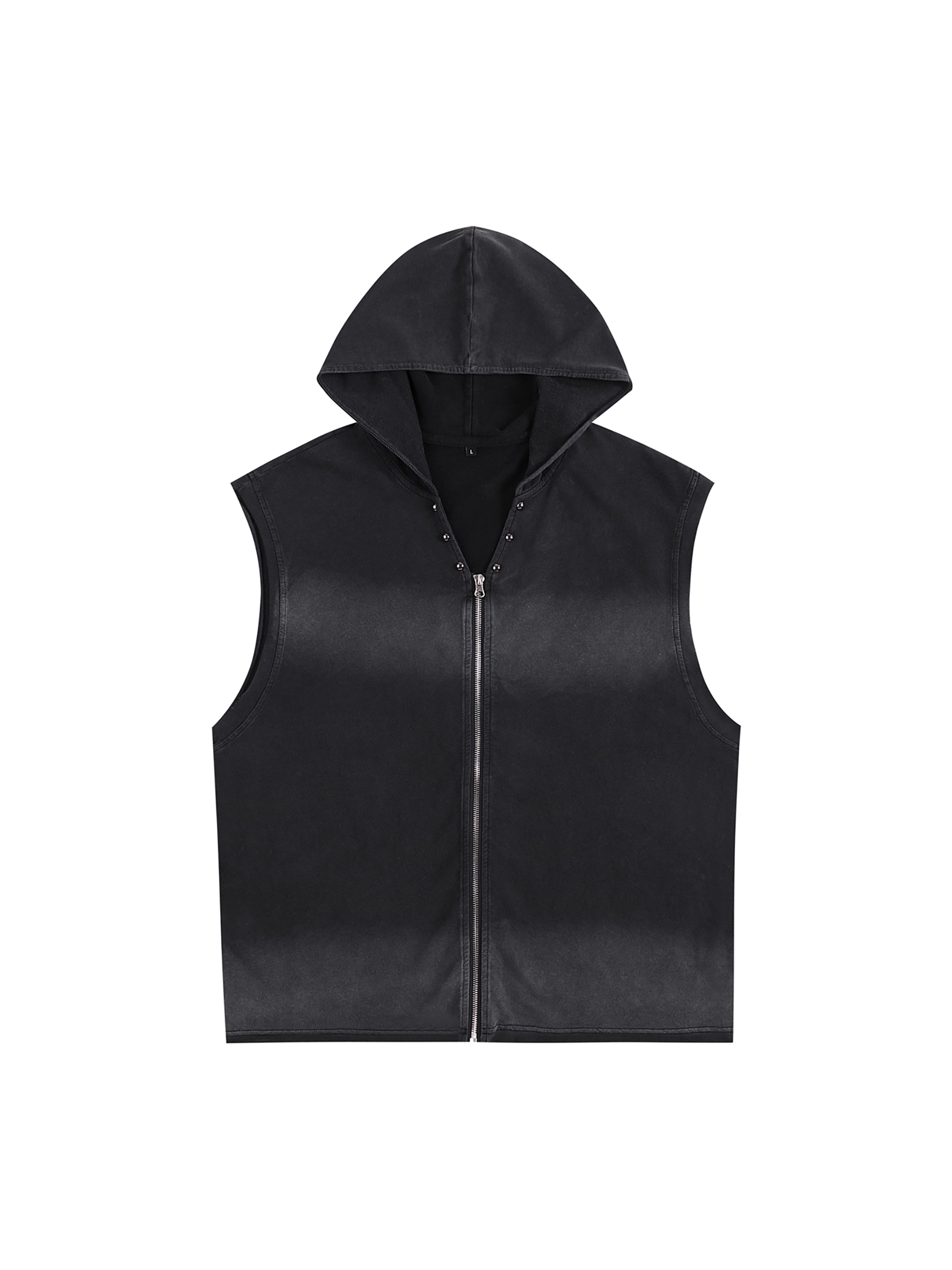Vintage Washed Hooded Tank Top — Black