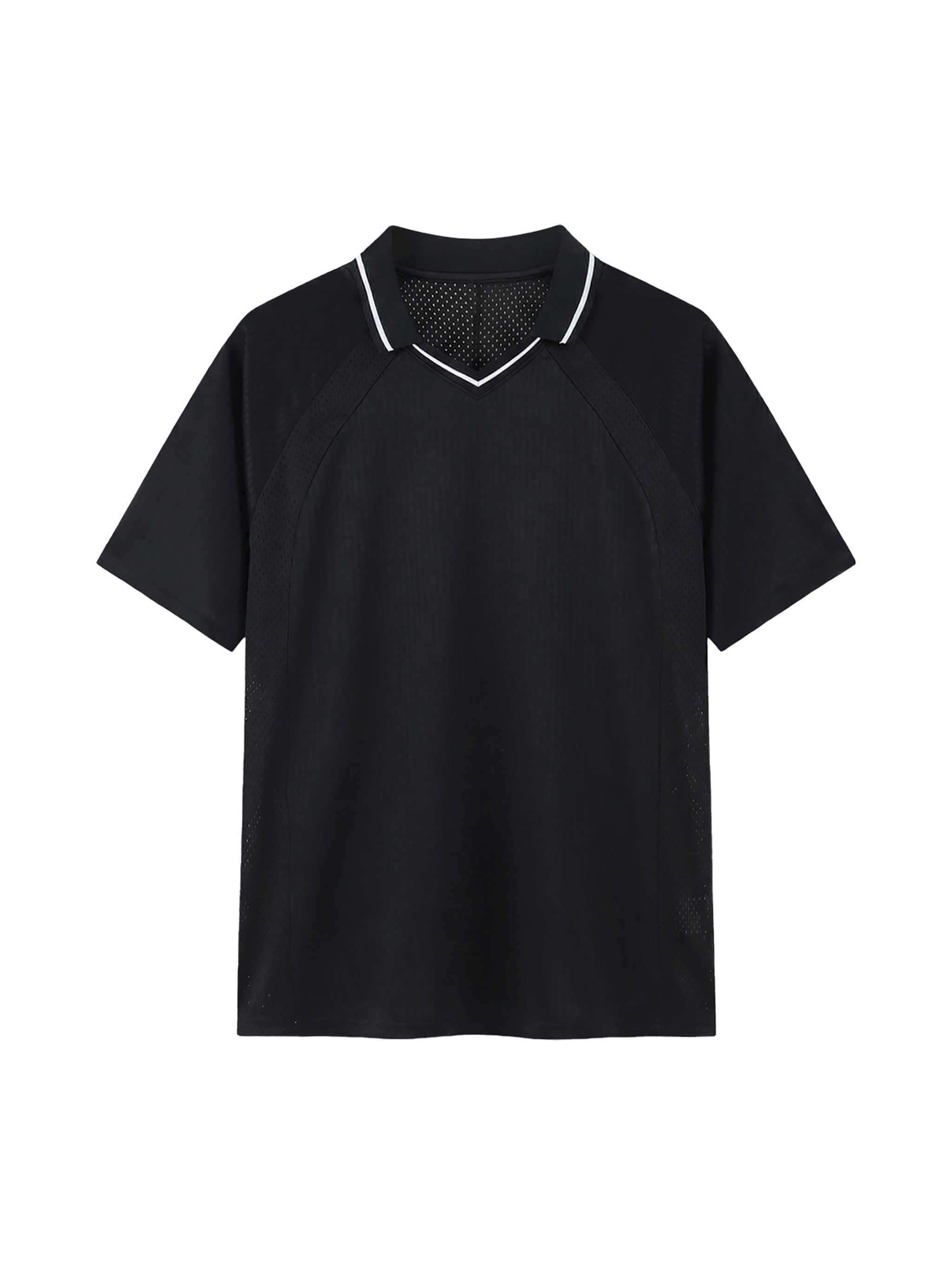 Striped V-Neck Soccer Jersey — Black