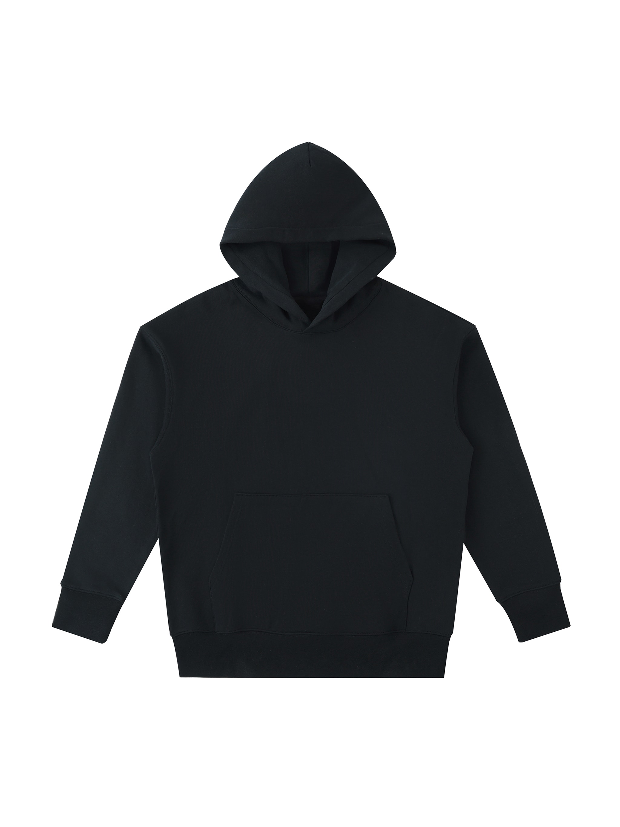 Heavyweight Cotton Pullover Hoodie — Black