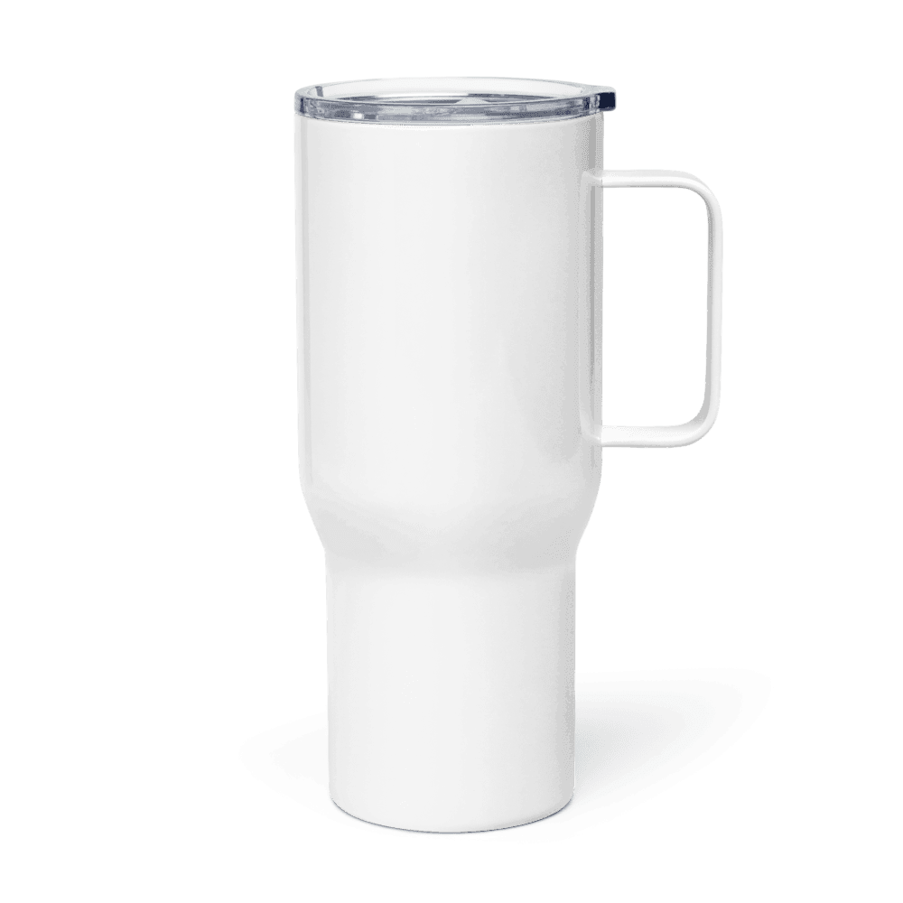 Custom Travel Mug with Handle — White