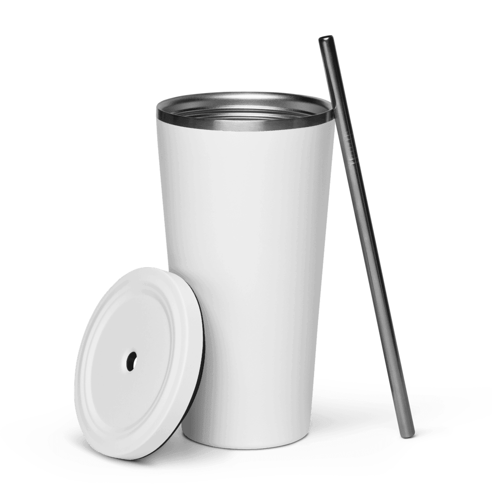 Insulated Tumbler with Straw — Black