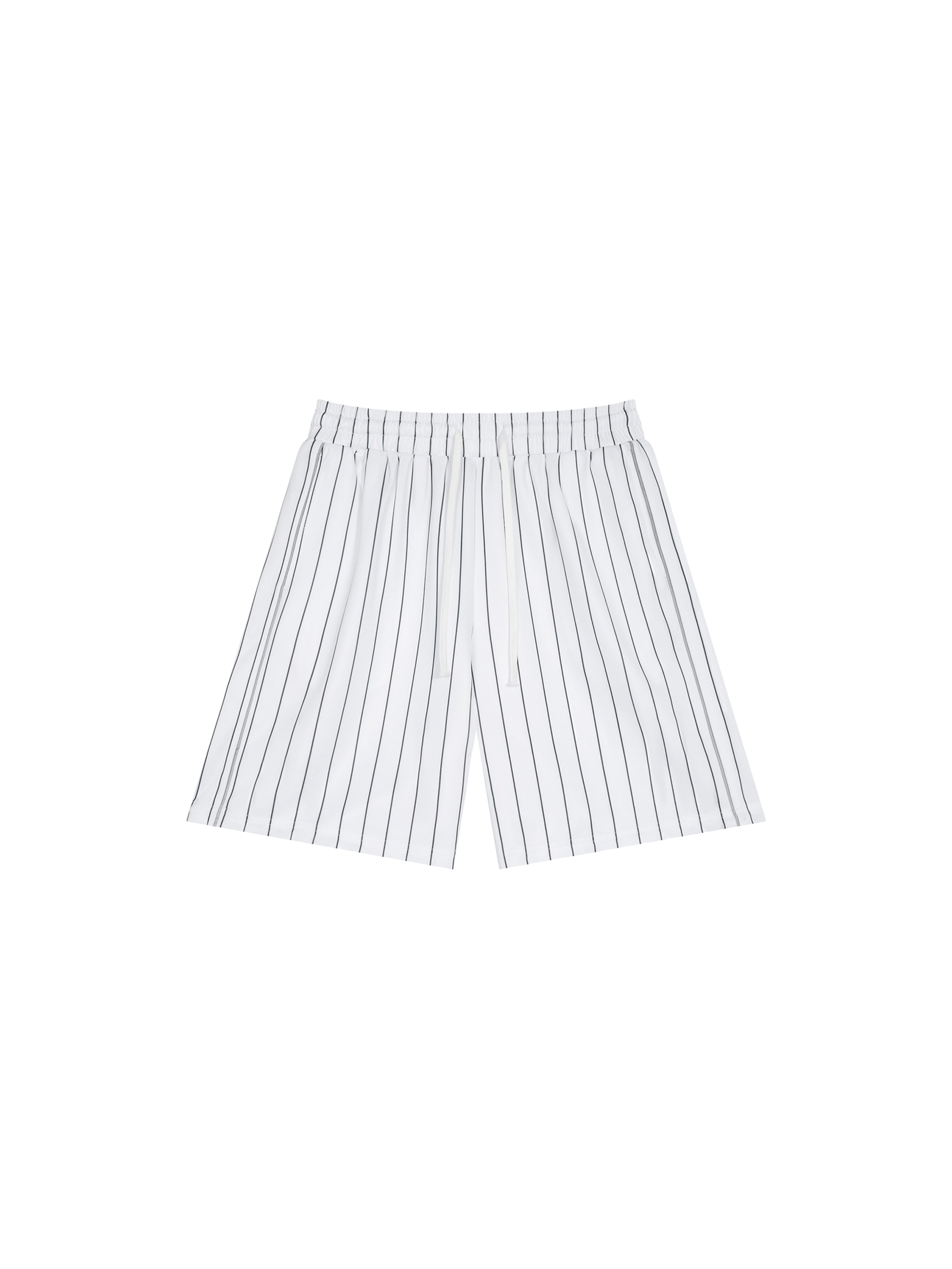 Unisex Striped Loose Fit Shorts — White