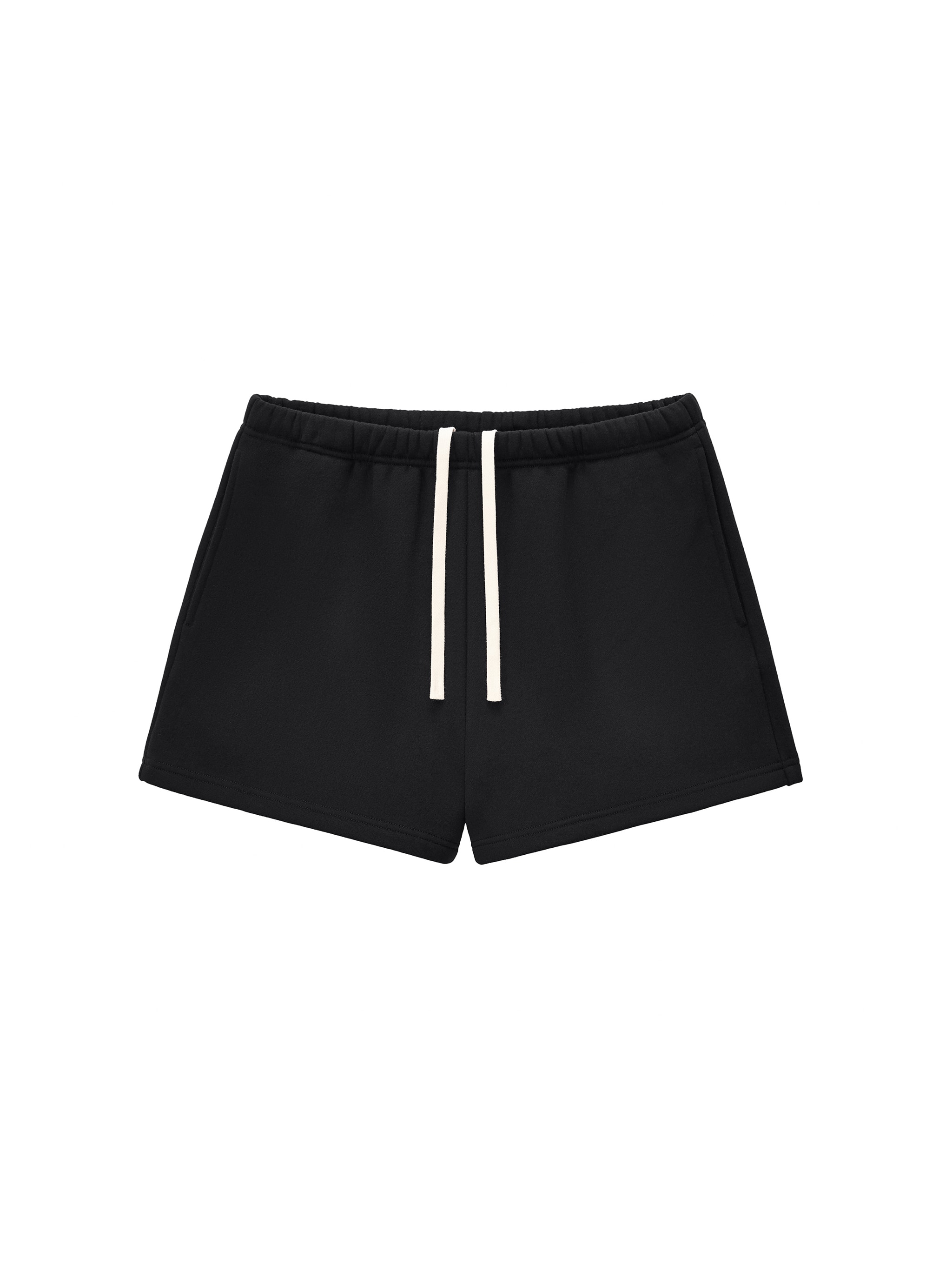 Fleece Drawstring Sweatshorts — Black