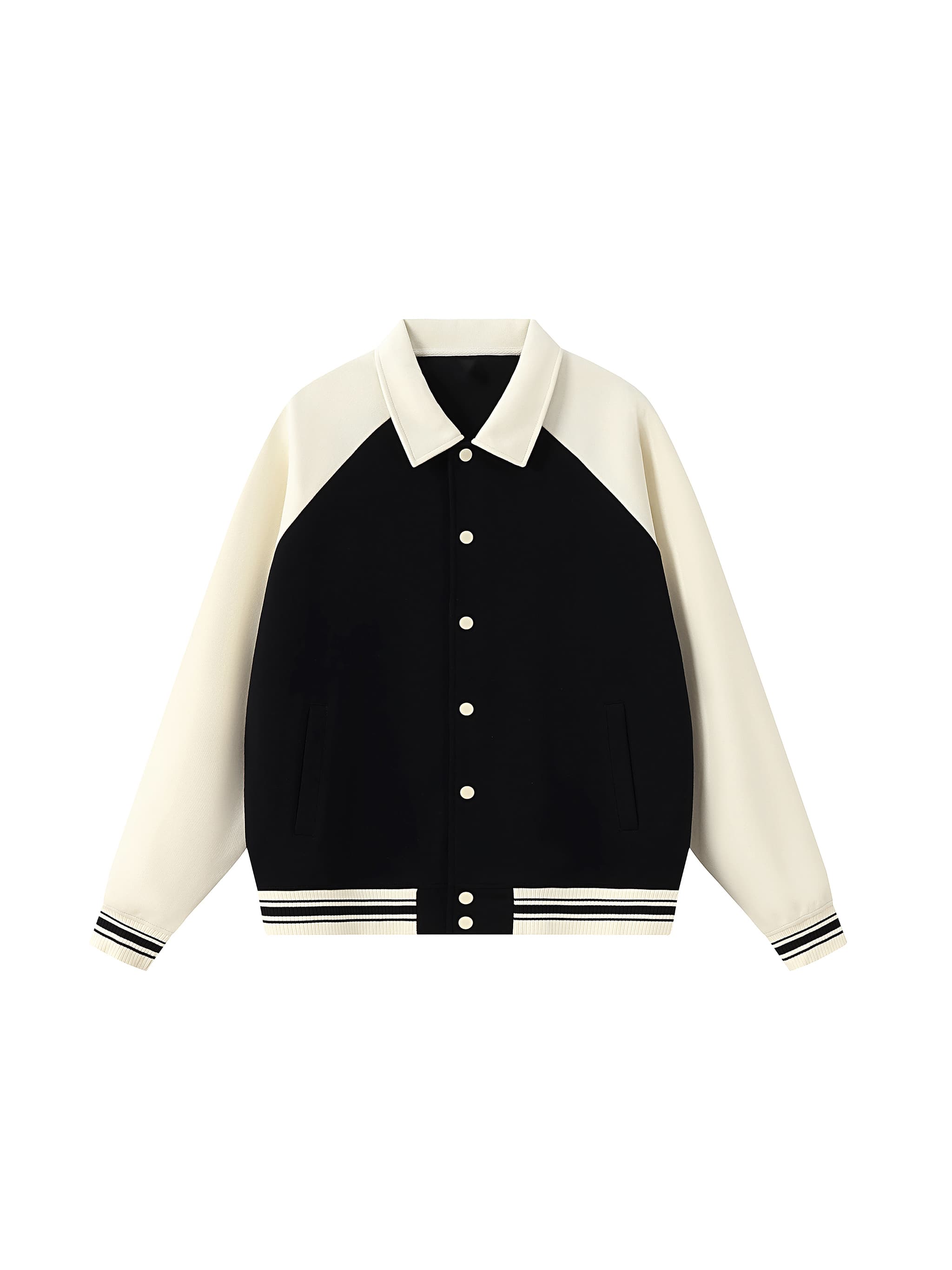 Custom Contrast Raglan Baseball Jacket — Outerwear