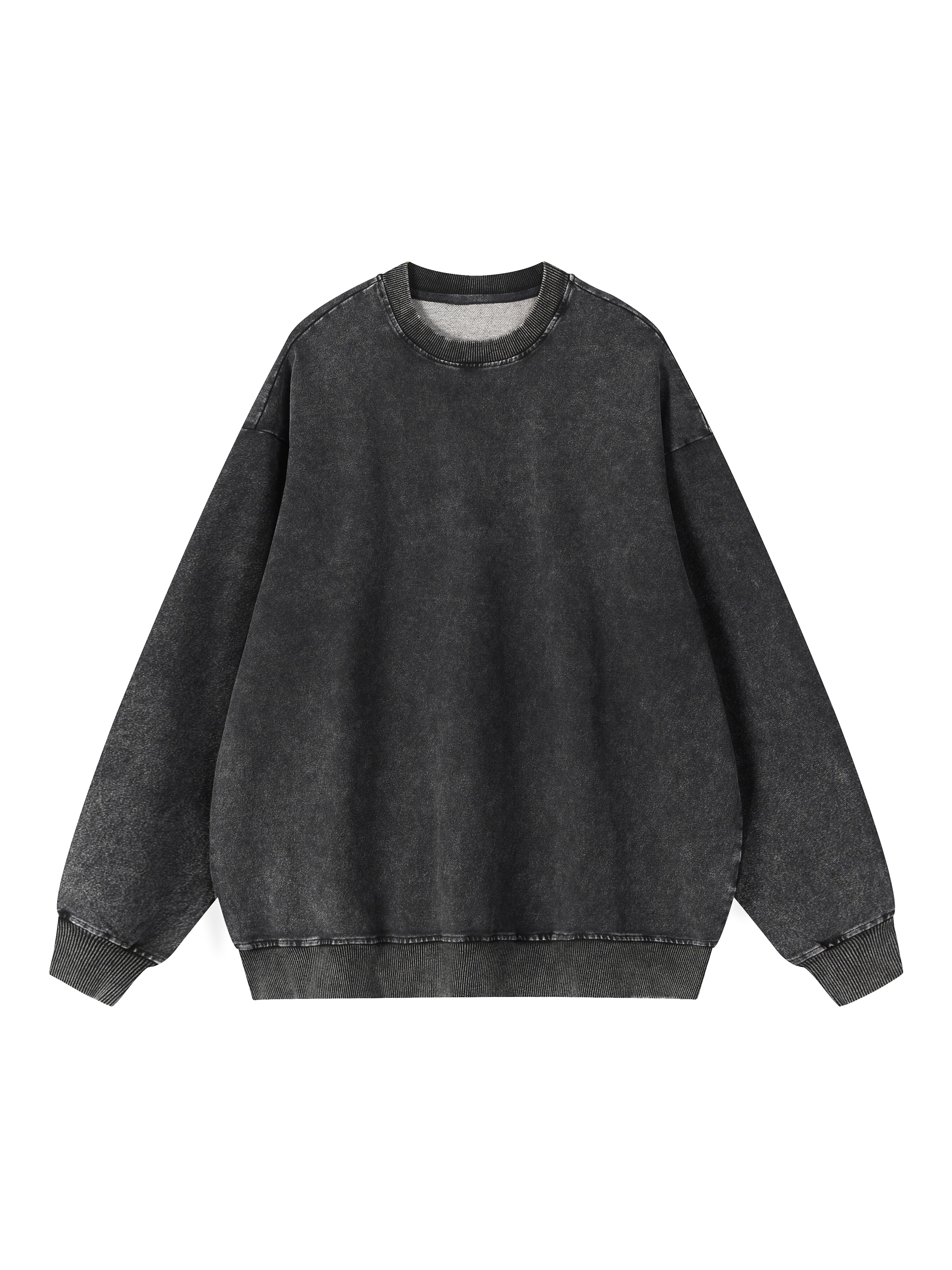 Snow Wash Oversized Crewneck Sweatshirt — Black