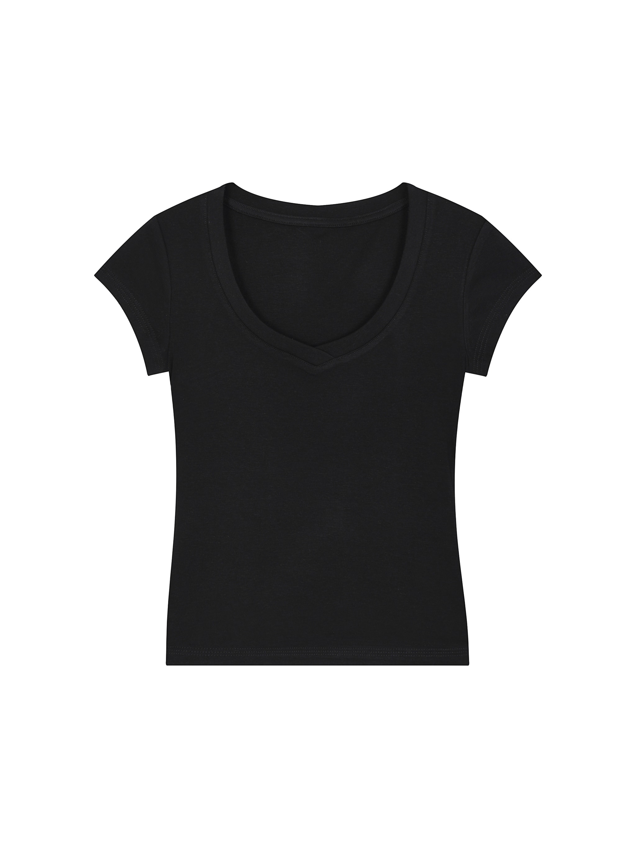Custom V-Neck Bodycon T-Shirt — Black